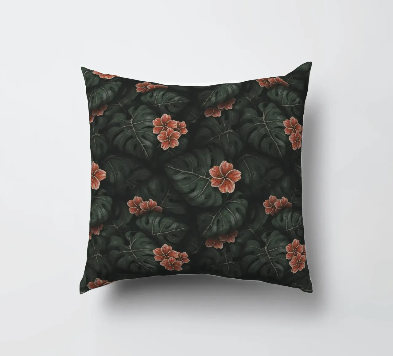 Illustrazione di Monstera e Frangipani Design botanico tropicale cuscino da Stella-Illustrations