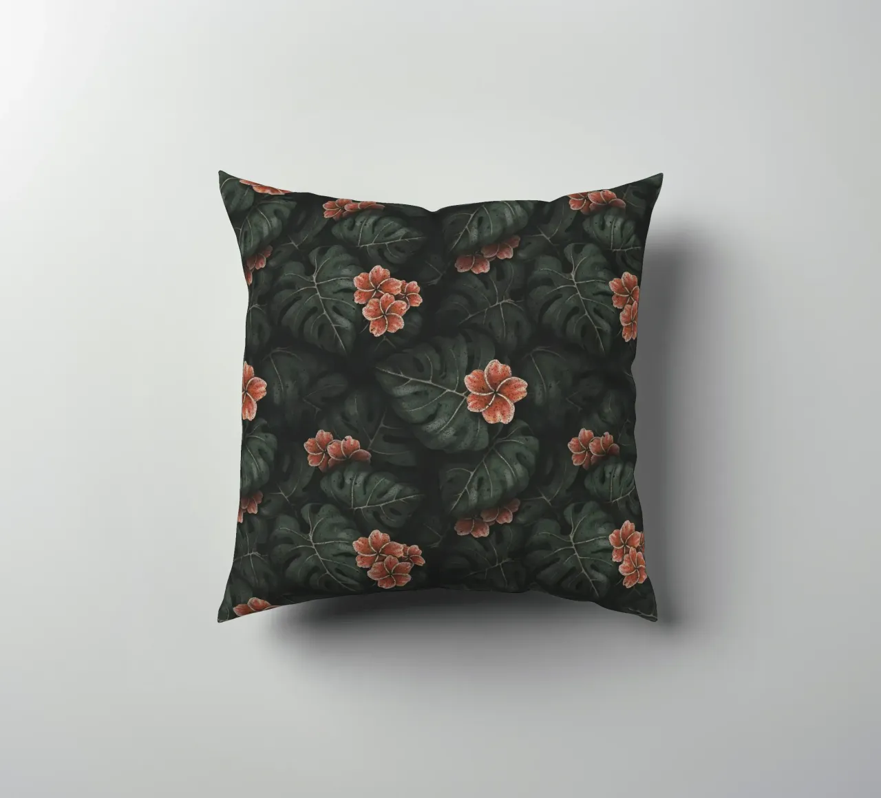 Illustrazione di Monstera e Frangipani Design botanico tropicale cuscino da Stella-Illustrations