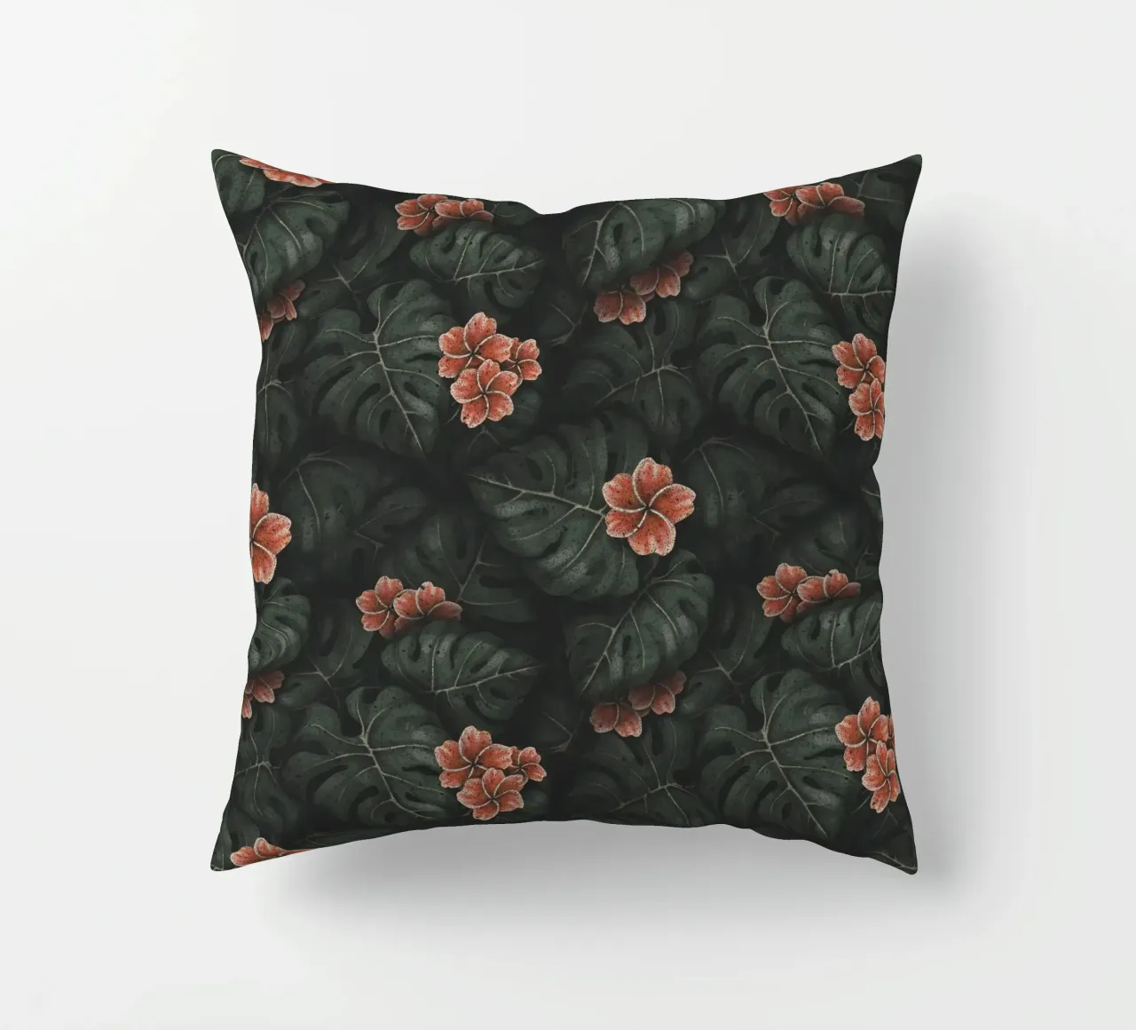 Illustrazione di Monstera e Frangipani Design botanico tropicale cuscino da Stella-Illustrations