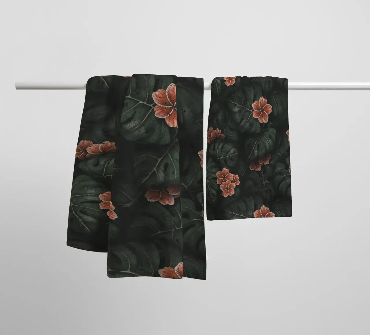 Illustrazione di Monstera e Frangipani Design botanico tropicale asciugamano da bagno da Stella-Illustrations