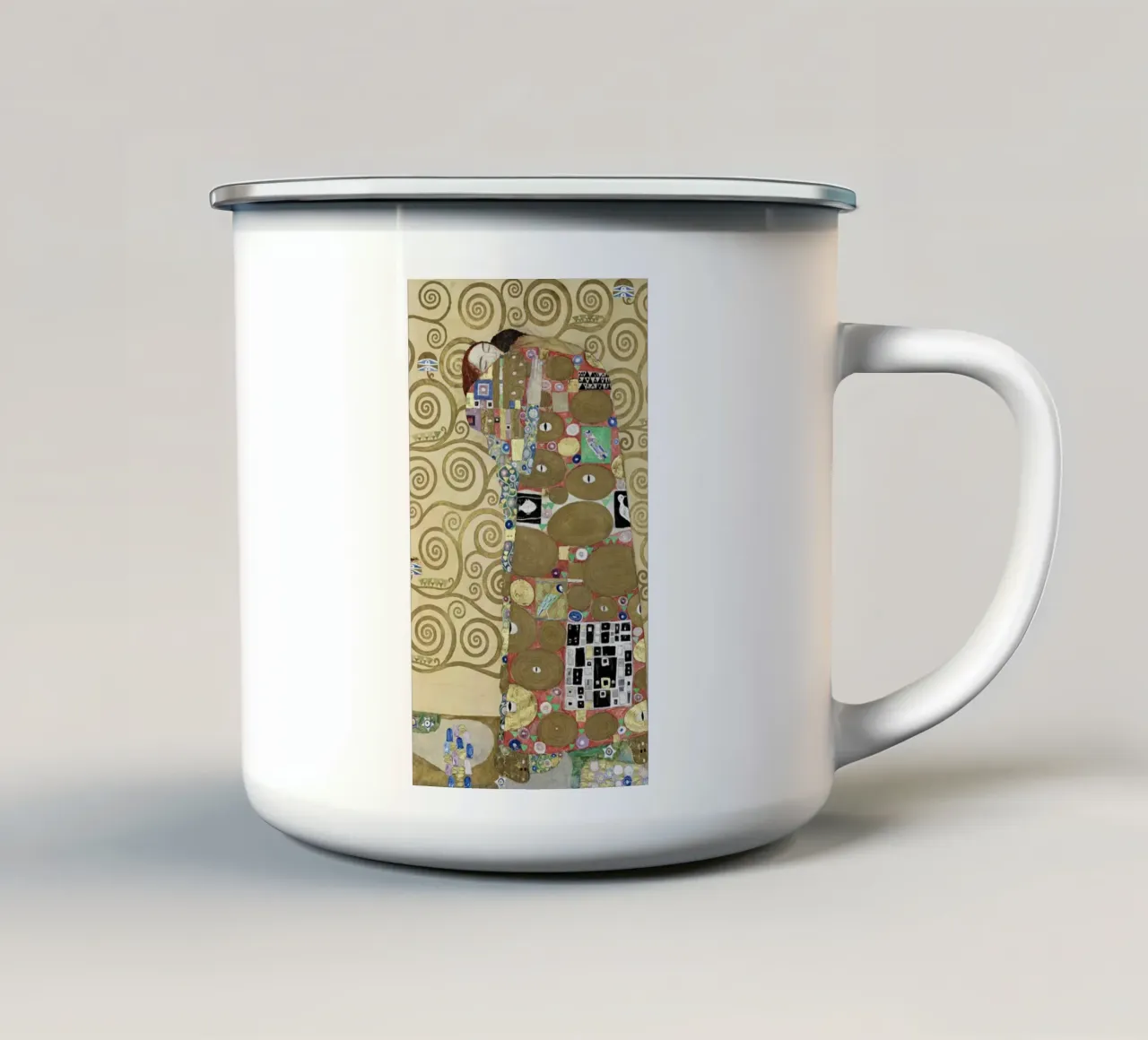 Gustav Klimt - L'appagamento tazza in smalto da Jolie Prints