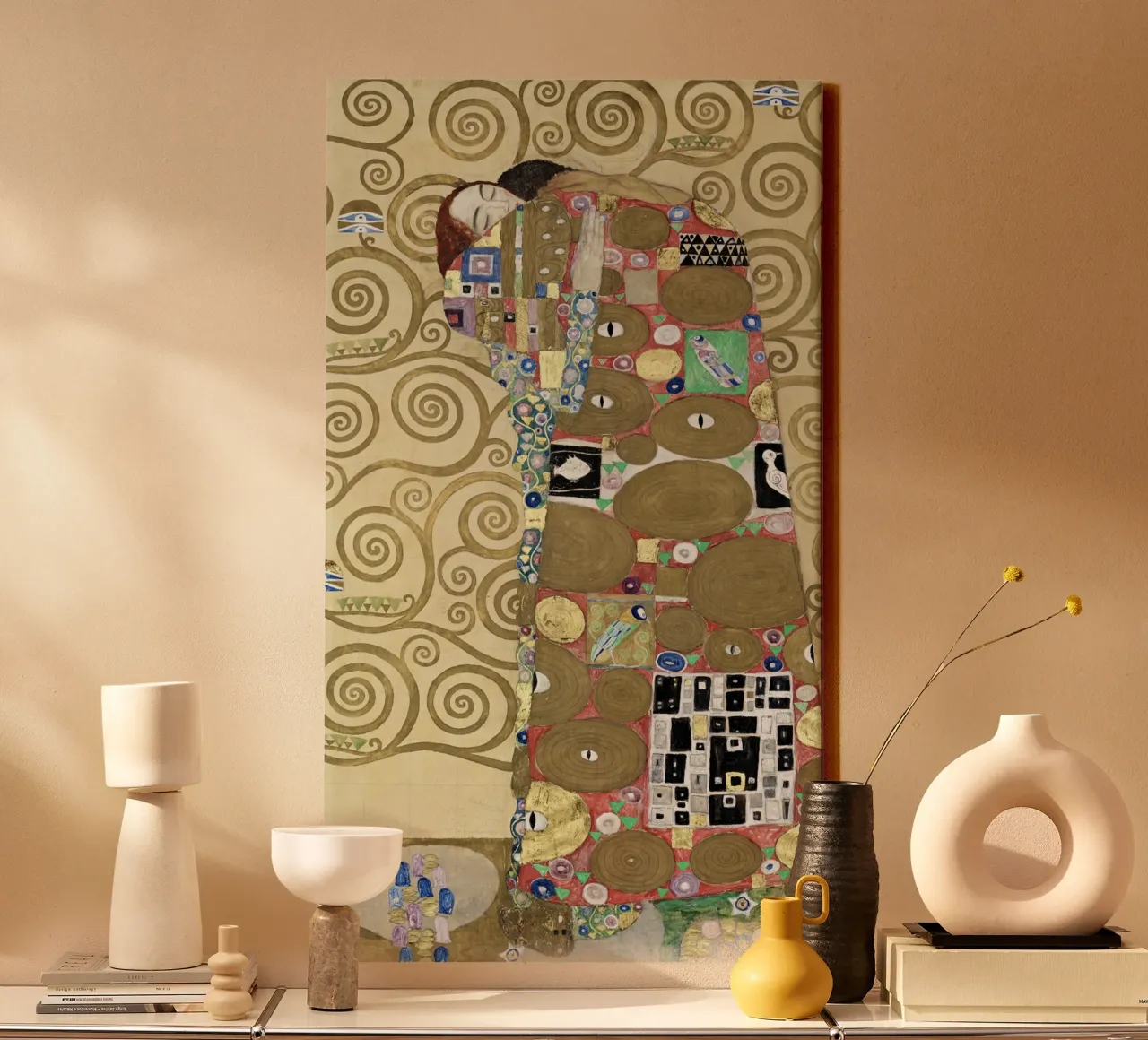 Gustav Klimt - Vervulling canvas met Baklijst van Art History
