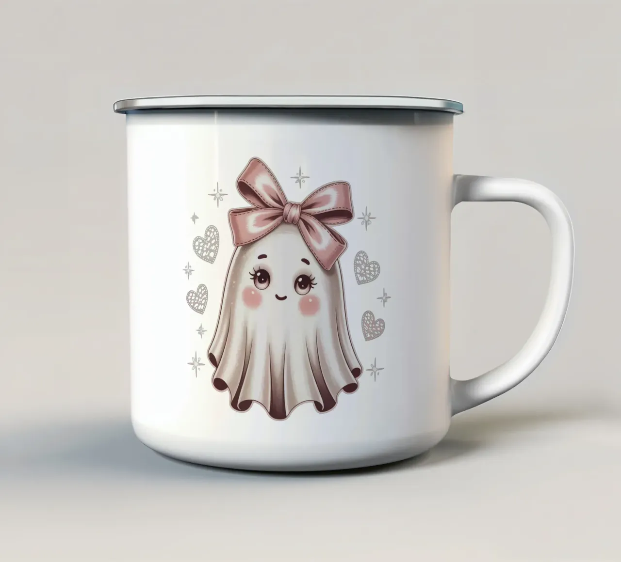 Coquette Ghost tazza in smalto da Sasyall Graphics