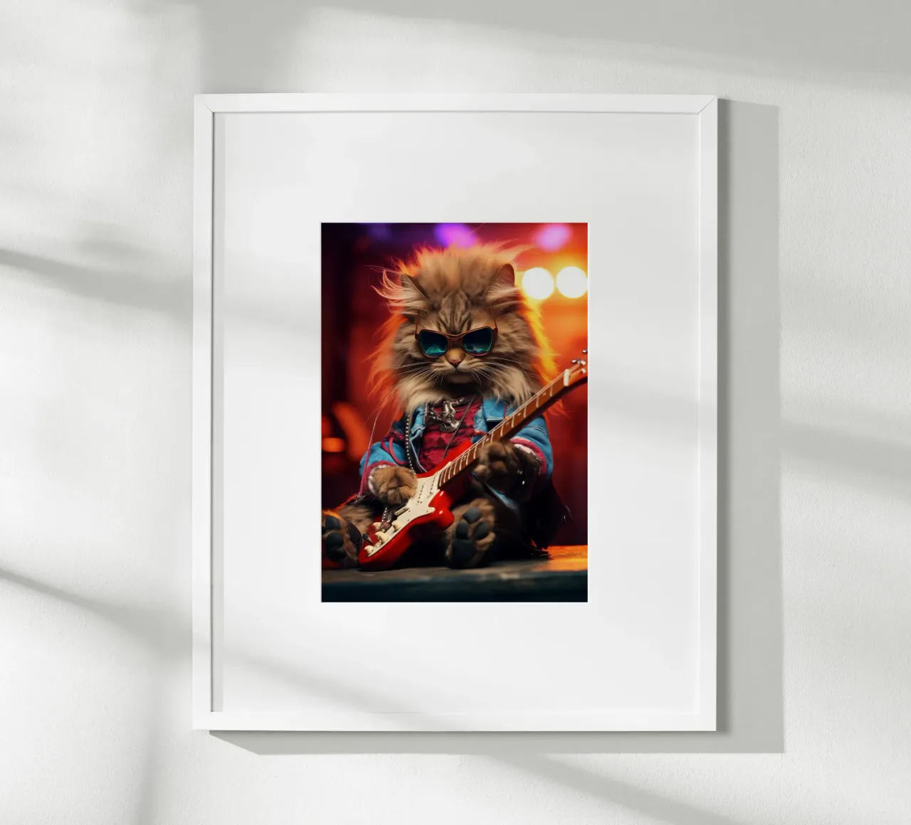 Il gatto rockstar suona la chitarra elettronica poster da Fleur de Lys