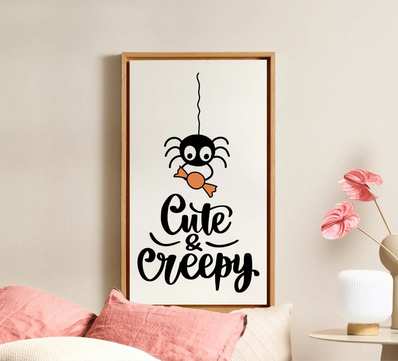 Cute And Creepy Spider canvas met Baklijst van Sasyall Graphics