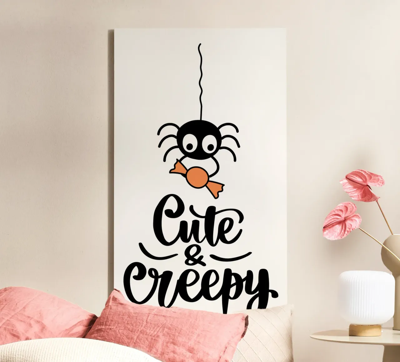 Cute And Creepy Spider canvas met Baklijst van Sasyall Graphics