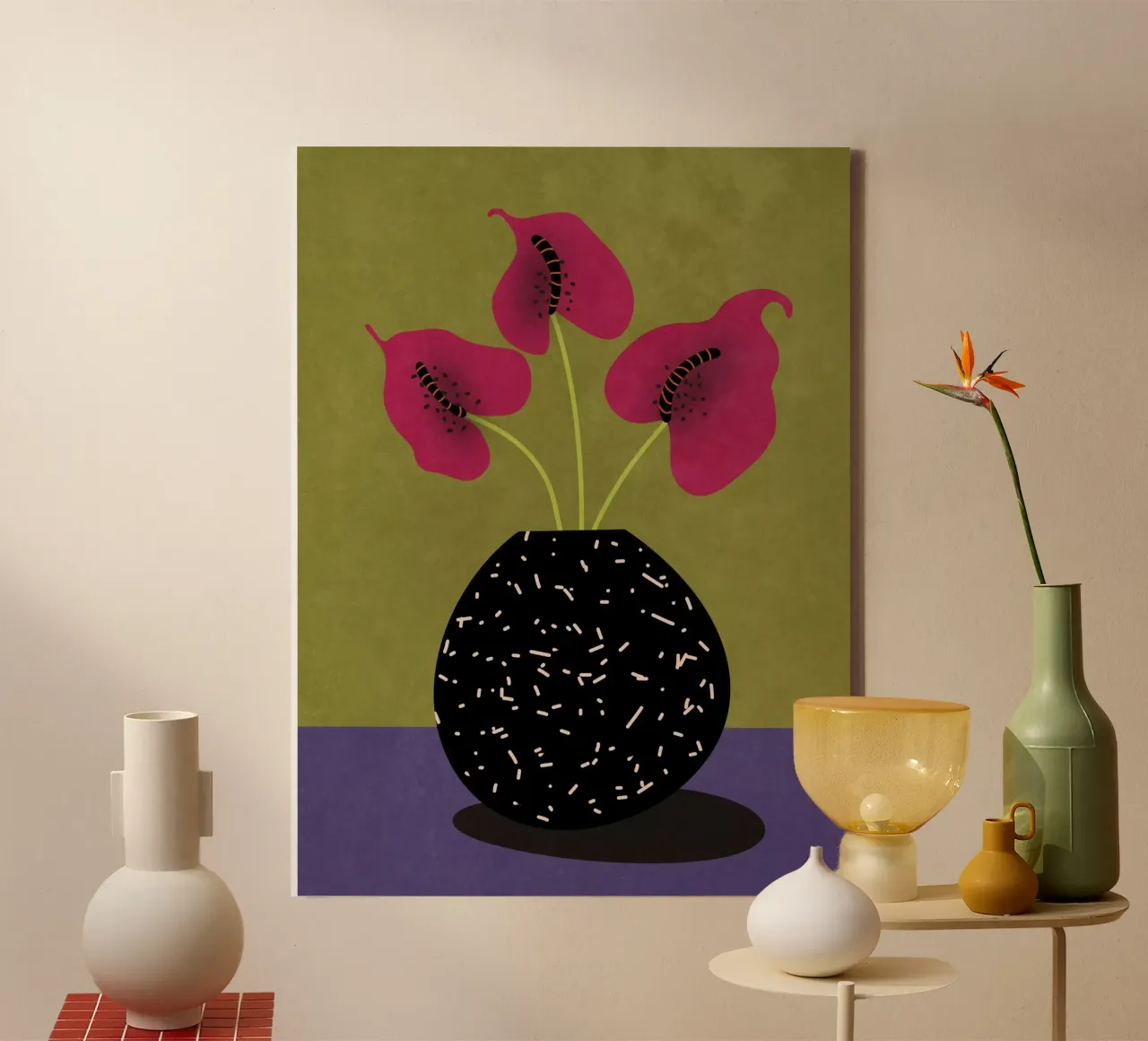 Mooie bloemen in vaas canvas met Baklijst van Raissa Oltmanns
