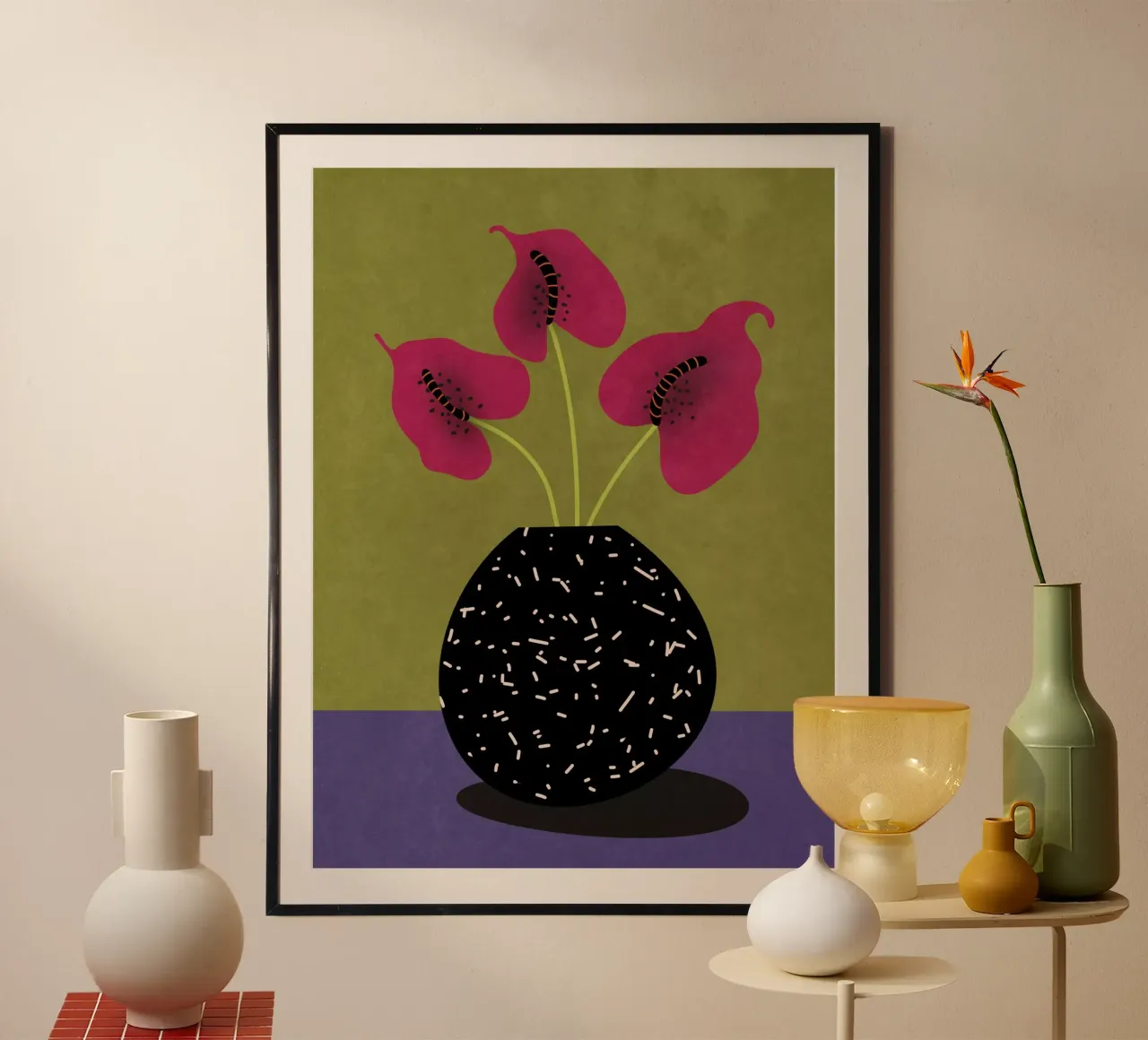 Mooie bloemen in vaas hahnemühle van Raissa Oltmanns