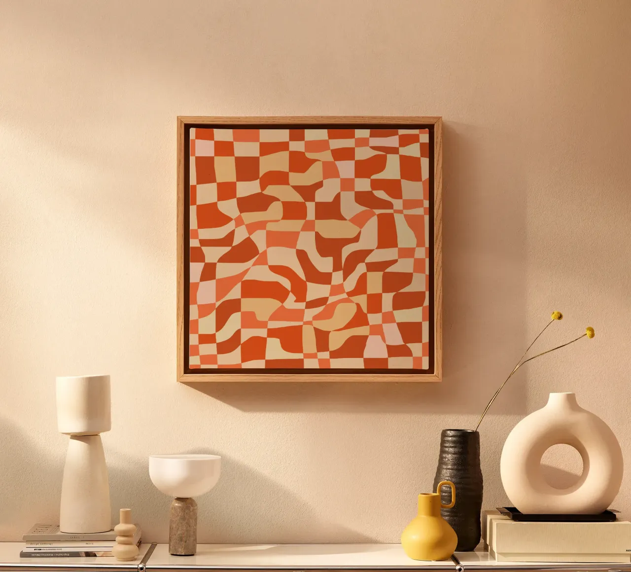 Decorative checkers 03 canvas with Floater frame by Little Dean