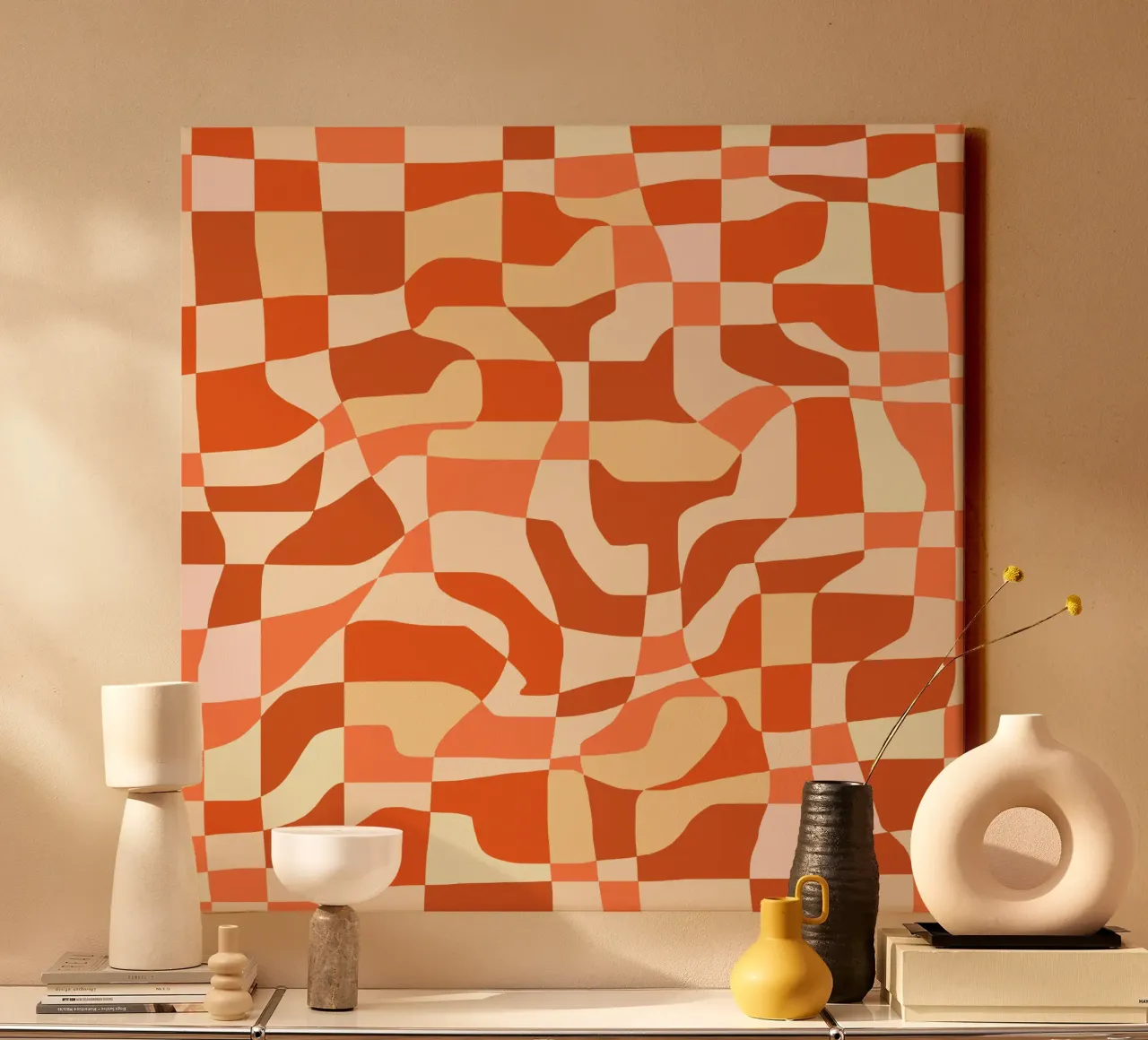 Decorative checkers 03 canvas with Floater frame by Little Dean