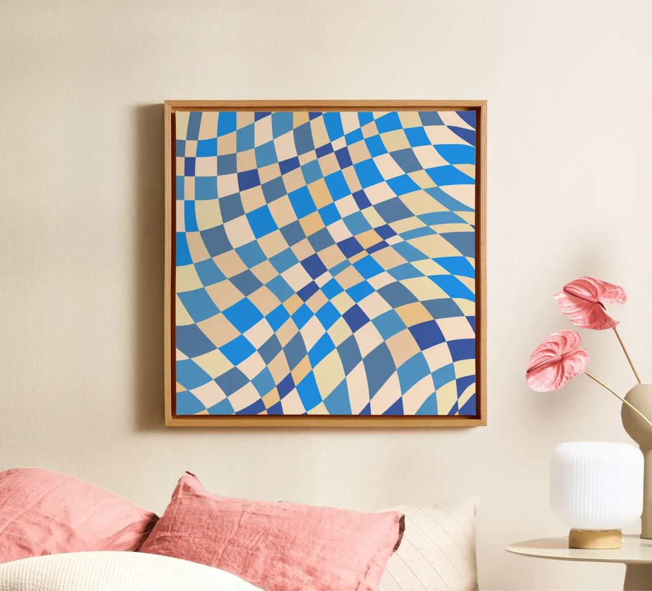 Decorative checkers 04 canvas with Floater frame by Little Dean