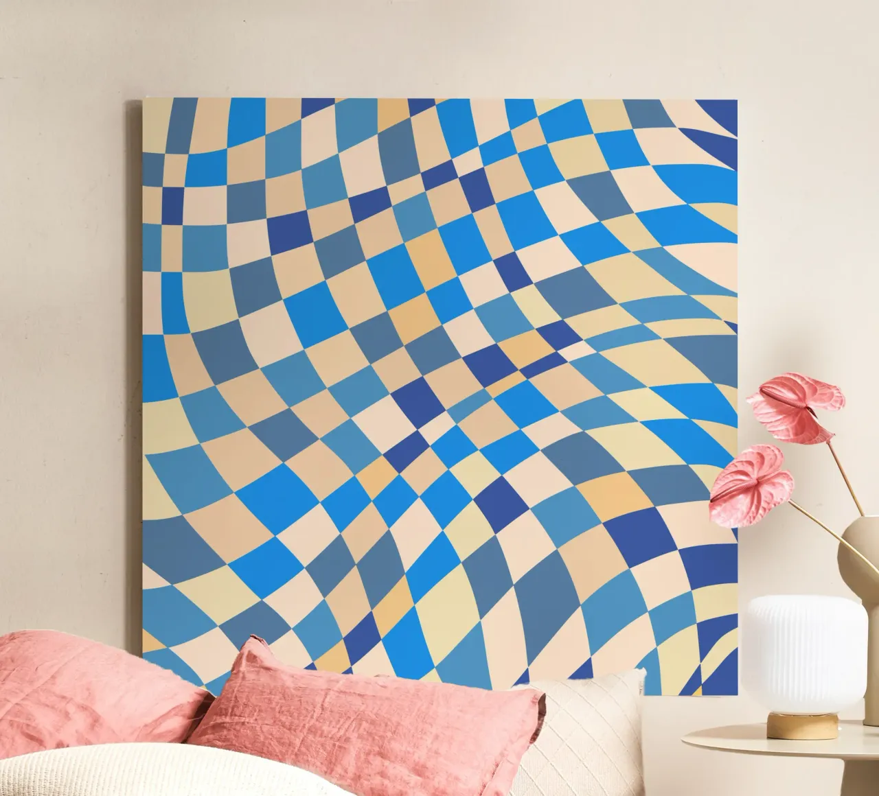 Decorative checkers 04 canvas with Floater frame by Little Dean