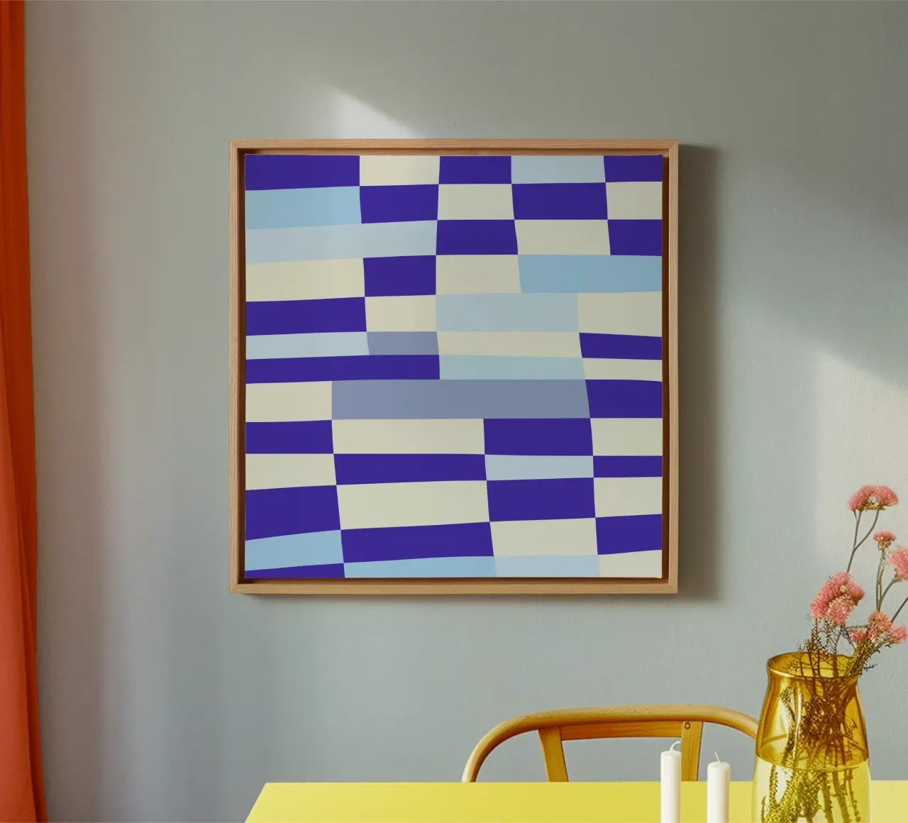 Decorative checkers 05 canvas with Floater frame by Little Dean