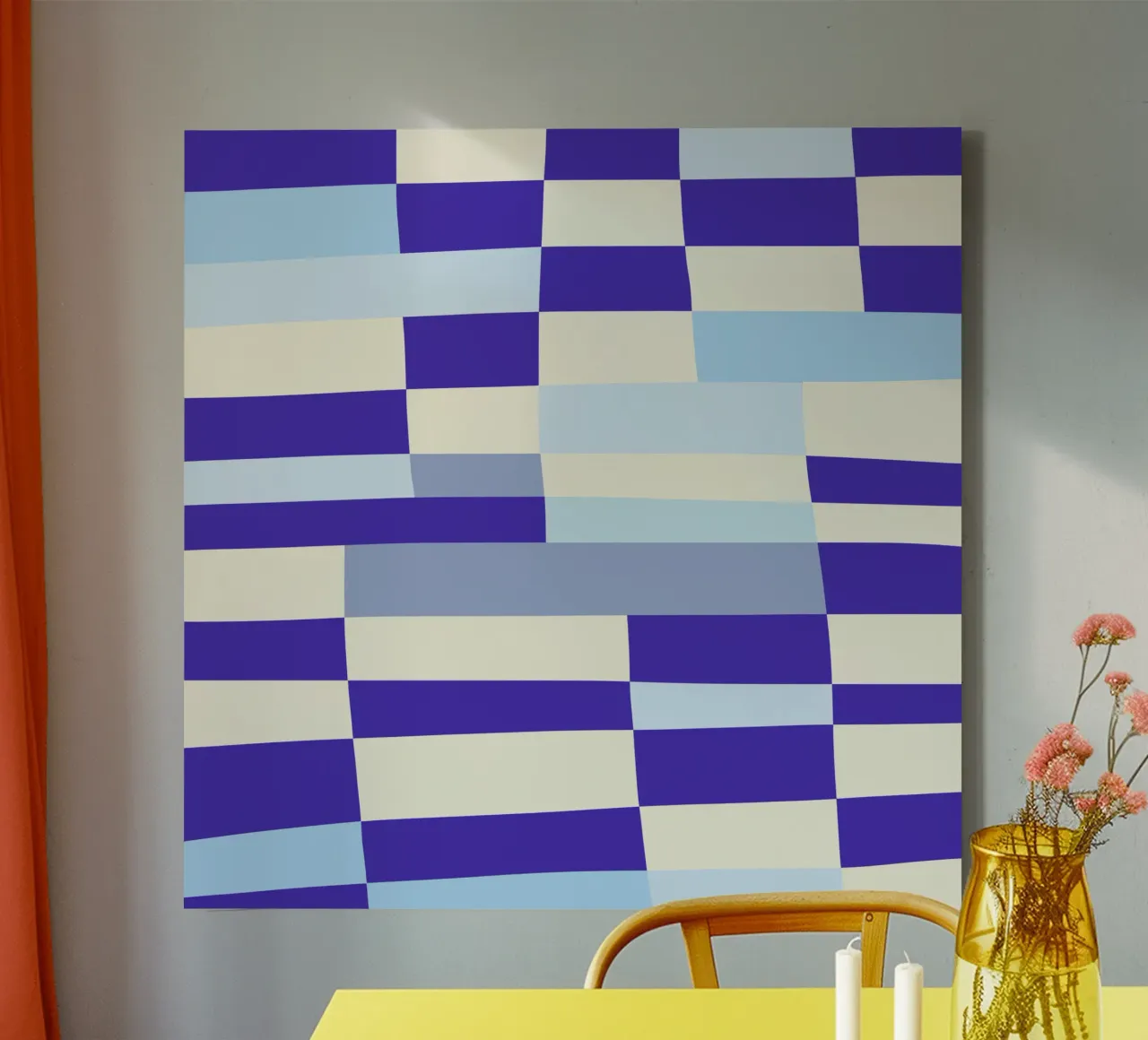 Decorative checkers 05 canvas with Floater frame by Little Dean