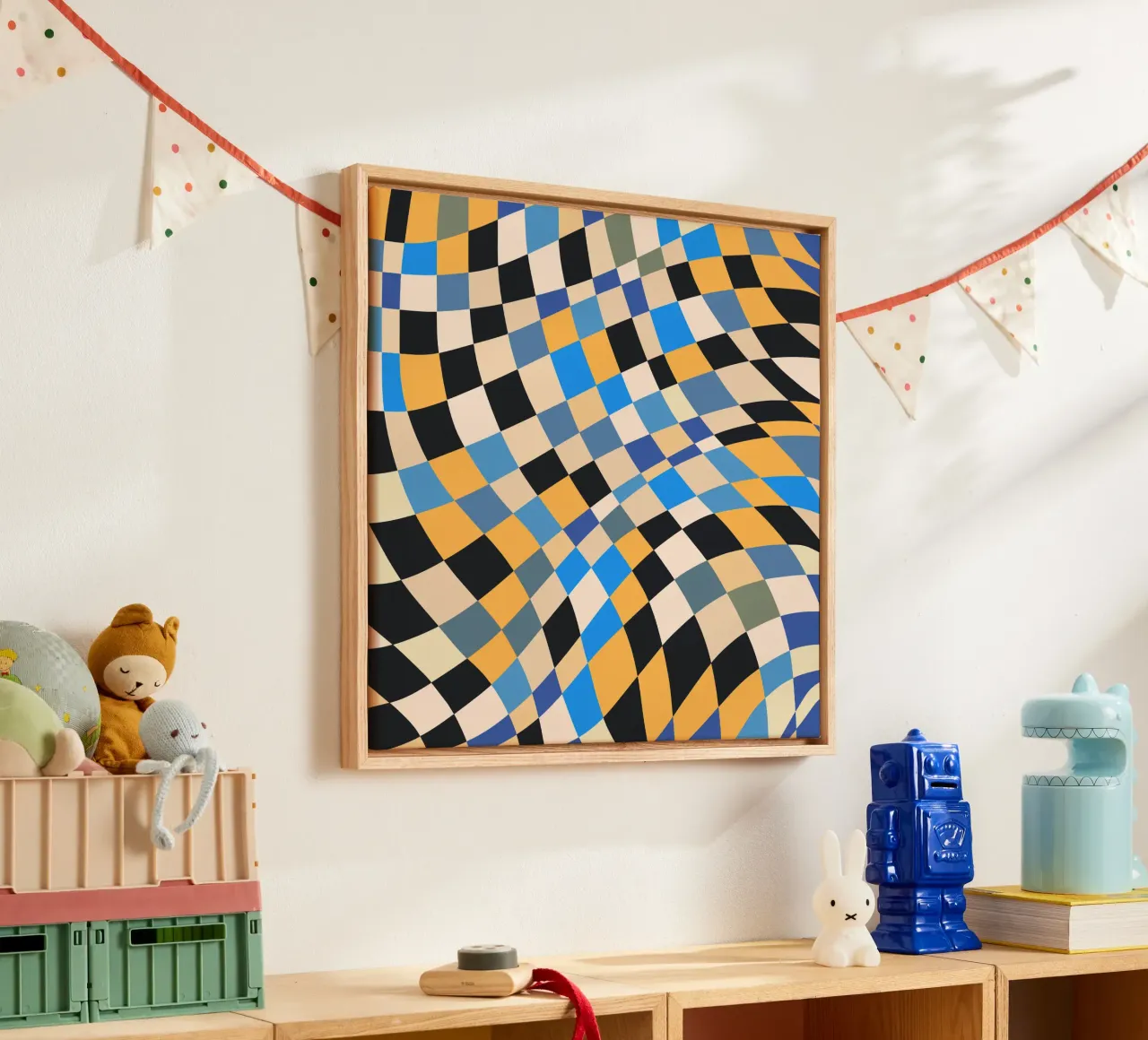 Decorative checkers 06 canvas with Floater frame by Little Dean