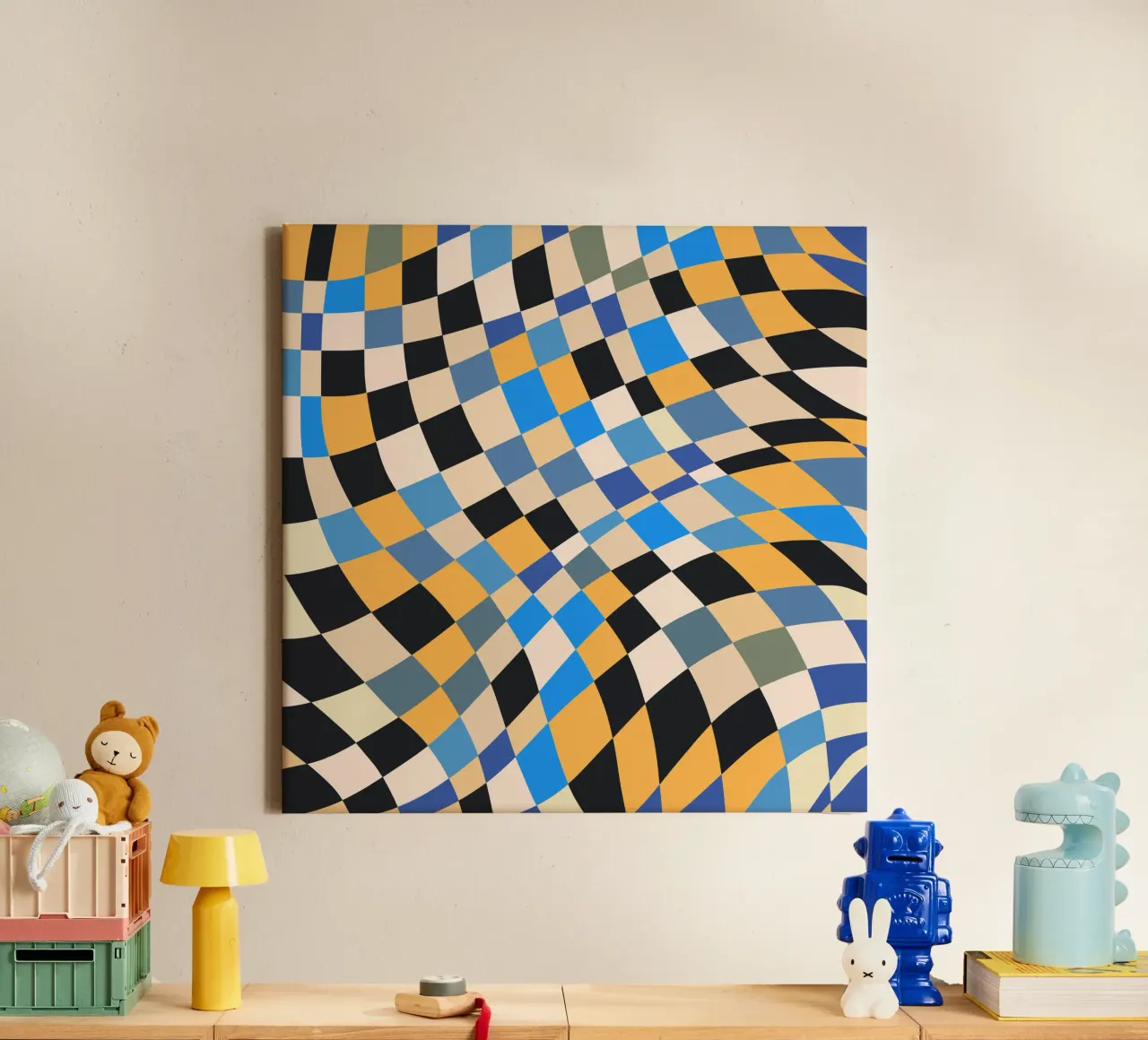 Decorative checkers 06 canvas with Floater frame by Little Dean