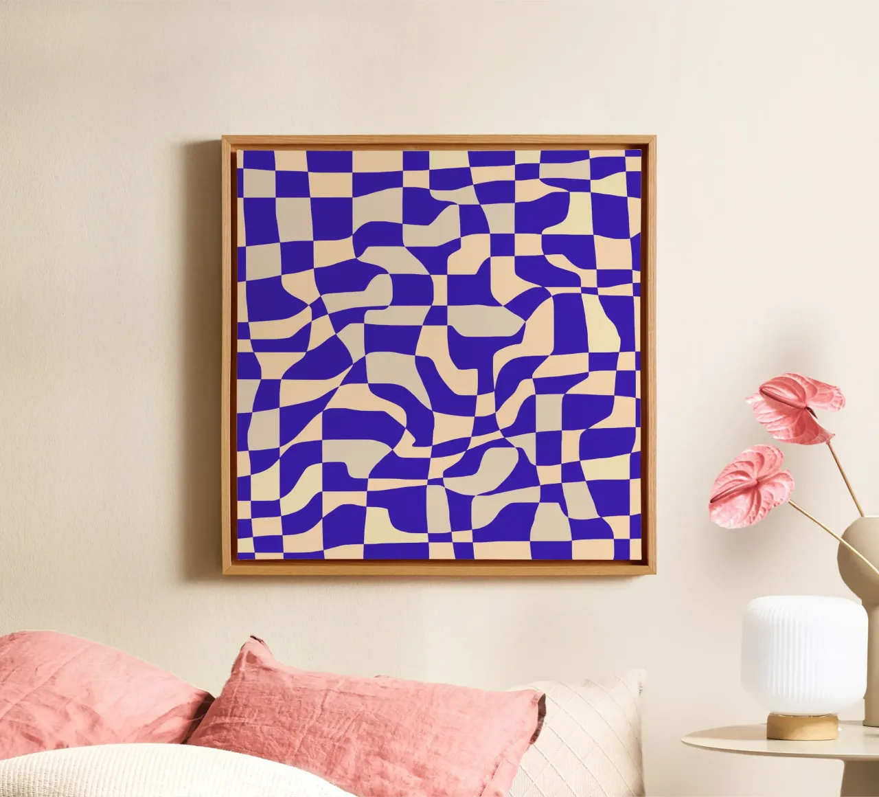 Decorative checkers 07 canvas with Floater frame by Little Dean