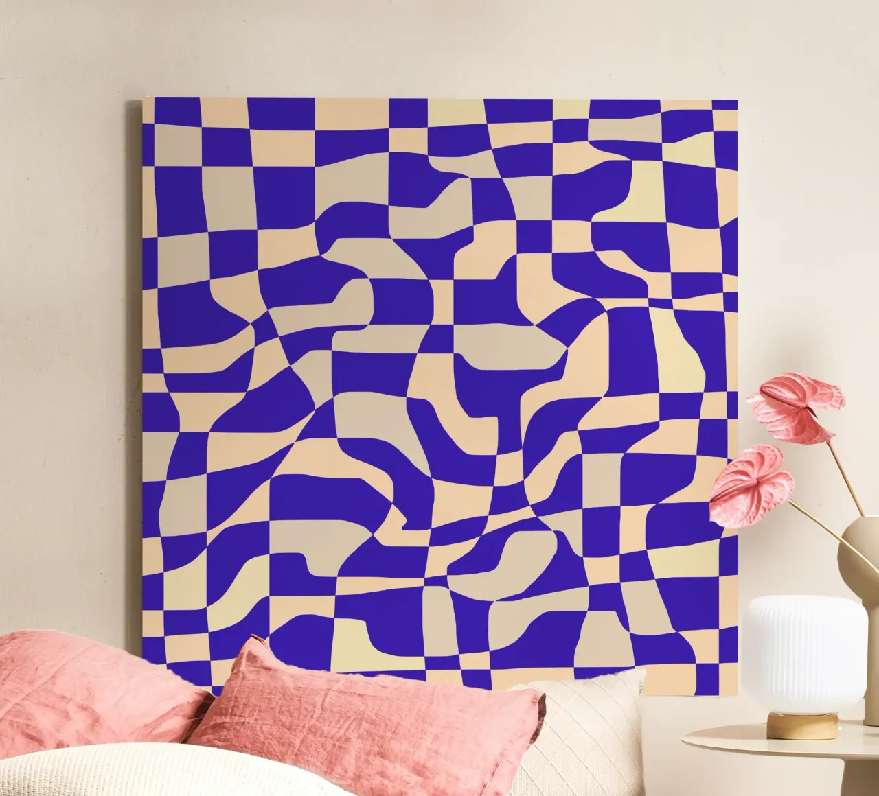 Decorative checkers 07 canvas with Floater frame by Little Dean