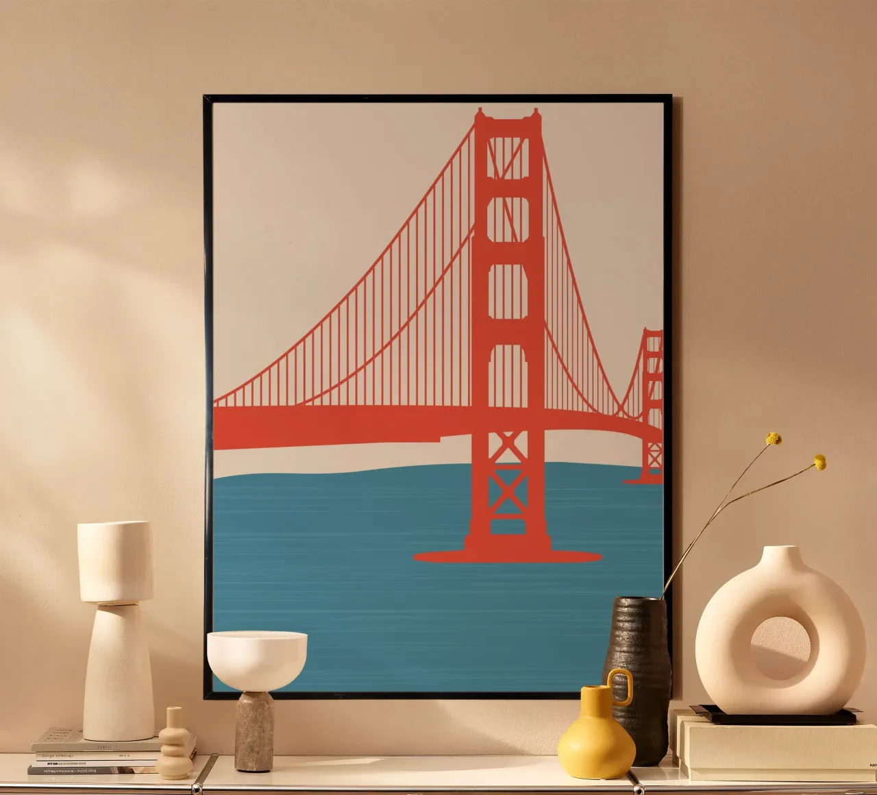 Ponte rosso poster con telaio in alluminio da Little Dean