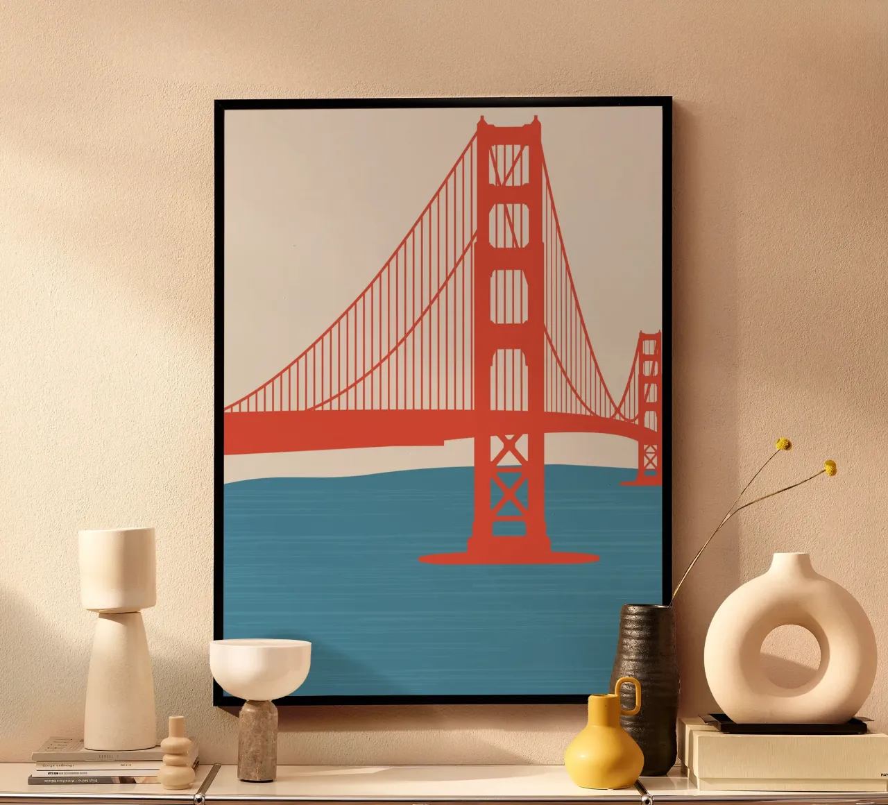 Ponte rosso poster con telaio in alluminio da Little Dean