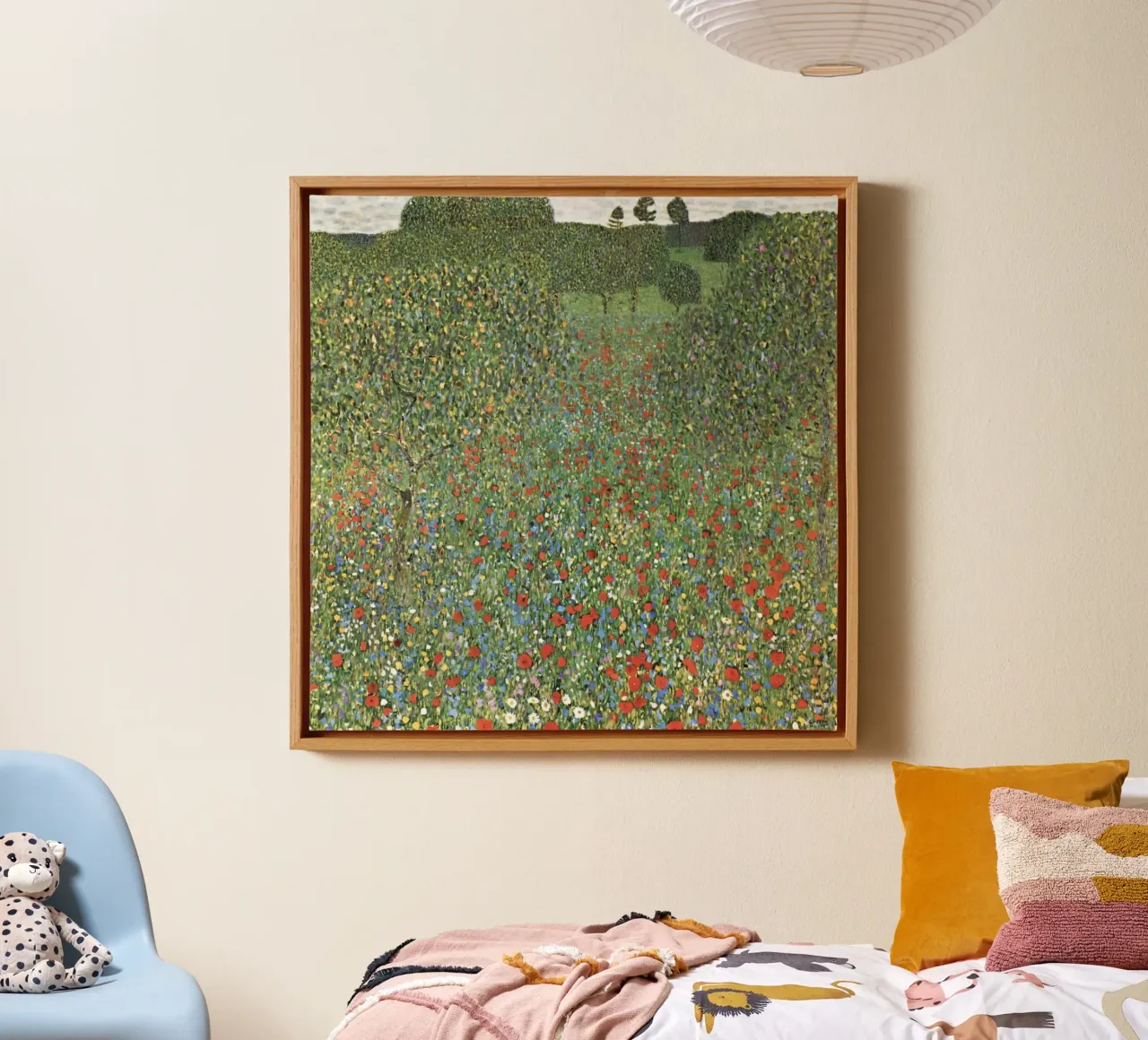 Gustav Klimt - Field of poppies (Poppy Field) canvas with Floater frame by Venus Art