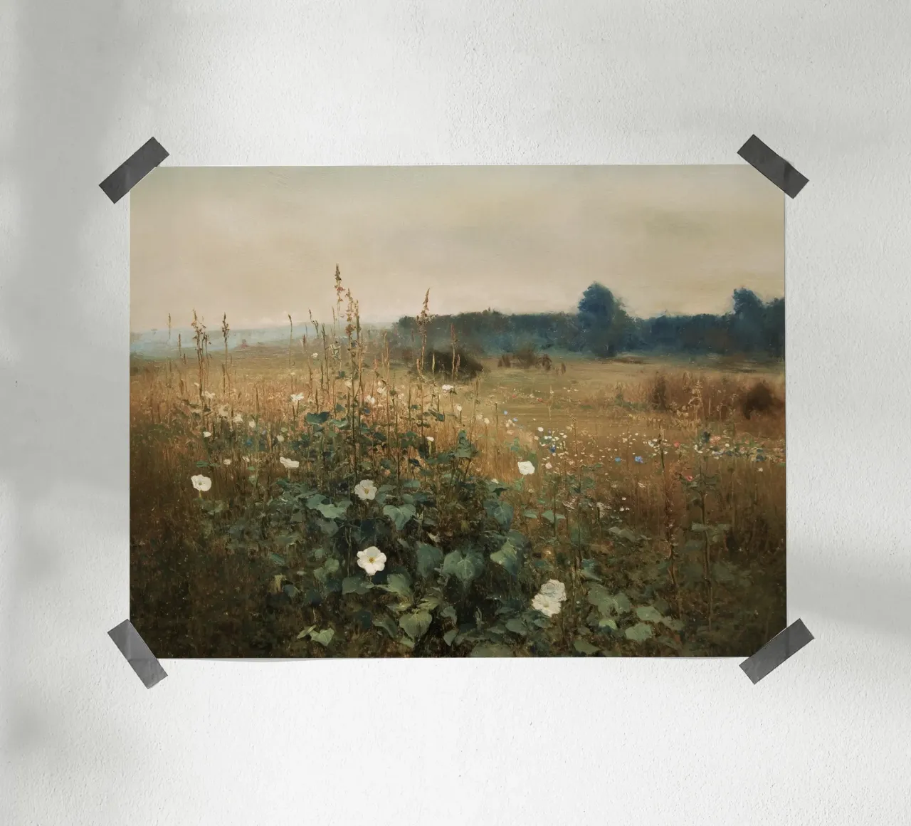 Tranquillità dei prati nei toni della terra poster con telaio in plastica da Carinaprint