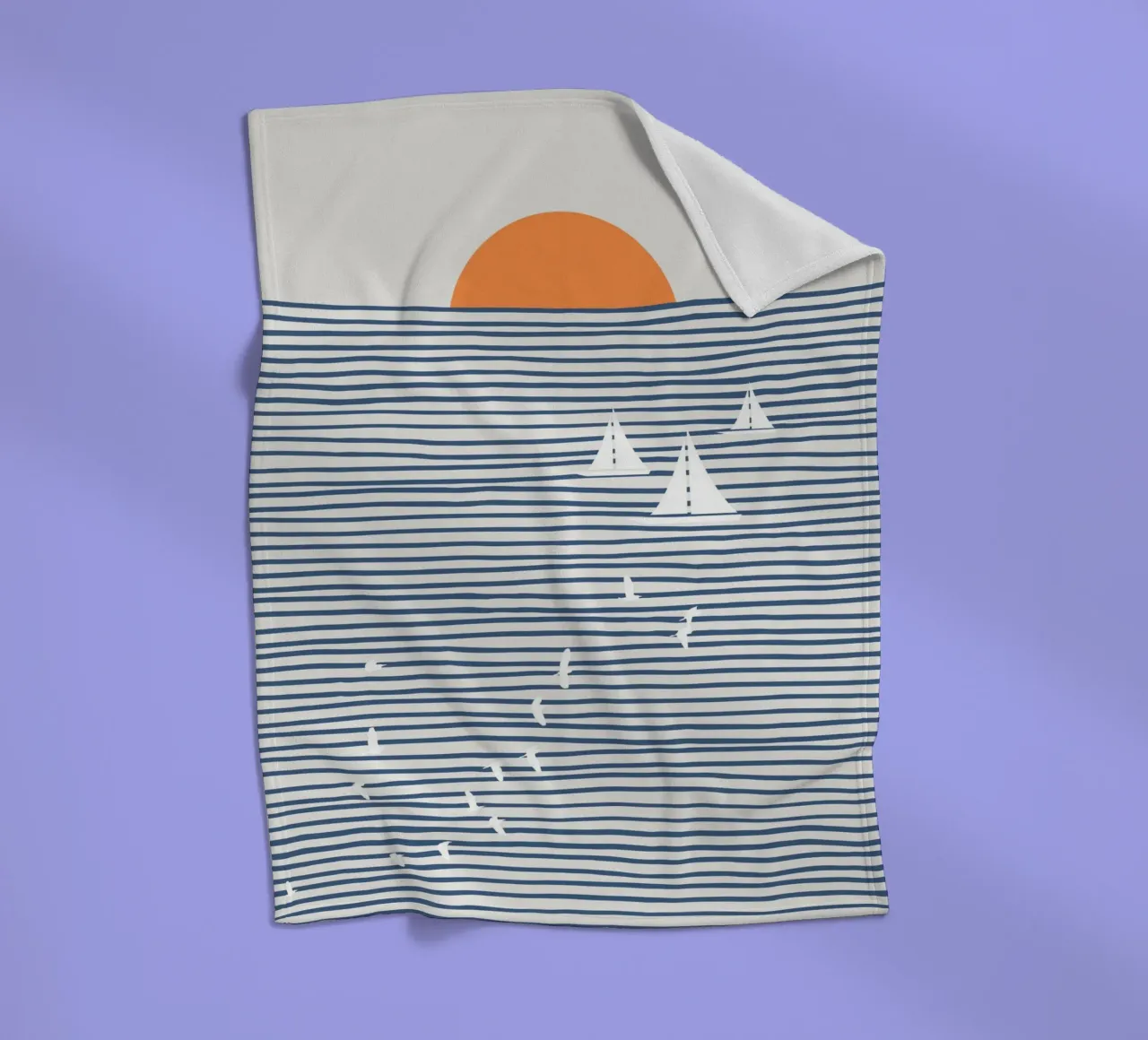 White sails fleece blanket by Little Dean