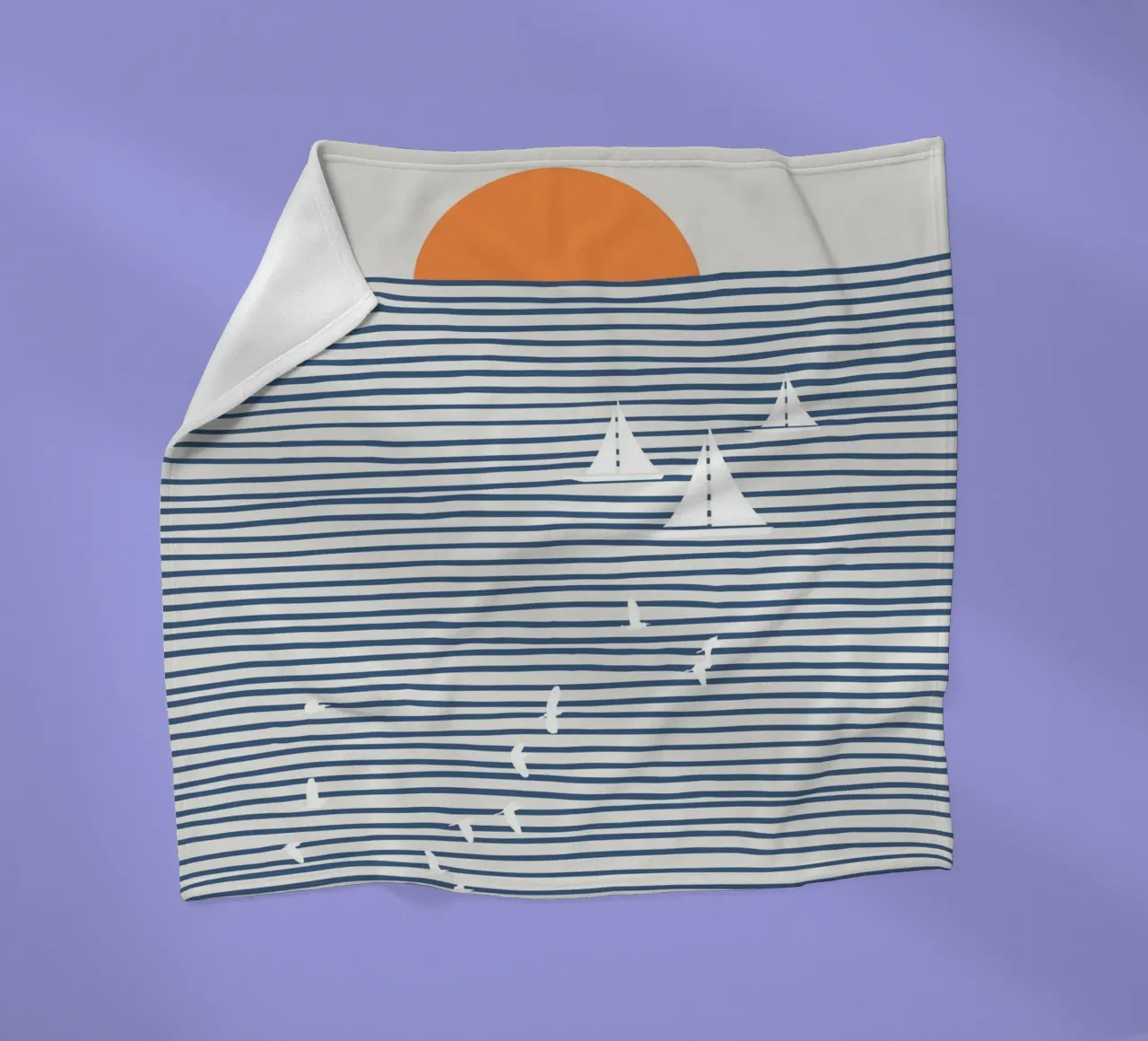 White sails fleece blanket by Little Dean