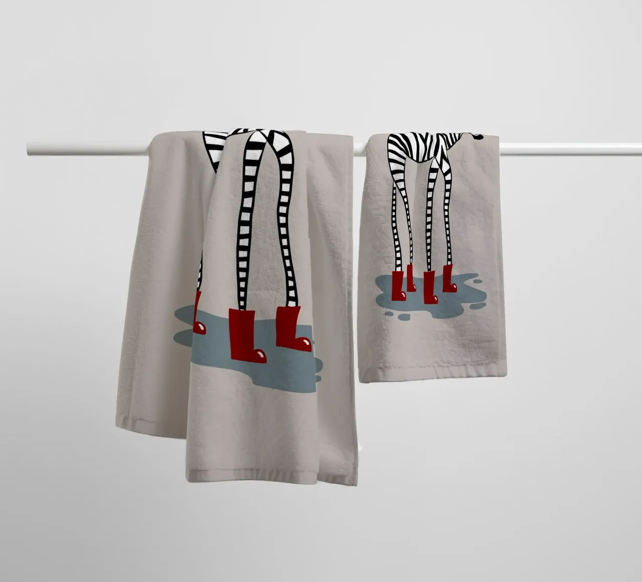 Rain boot zebra towel by Little Dean