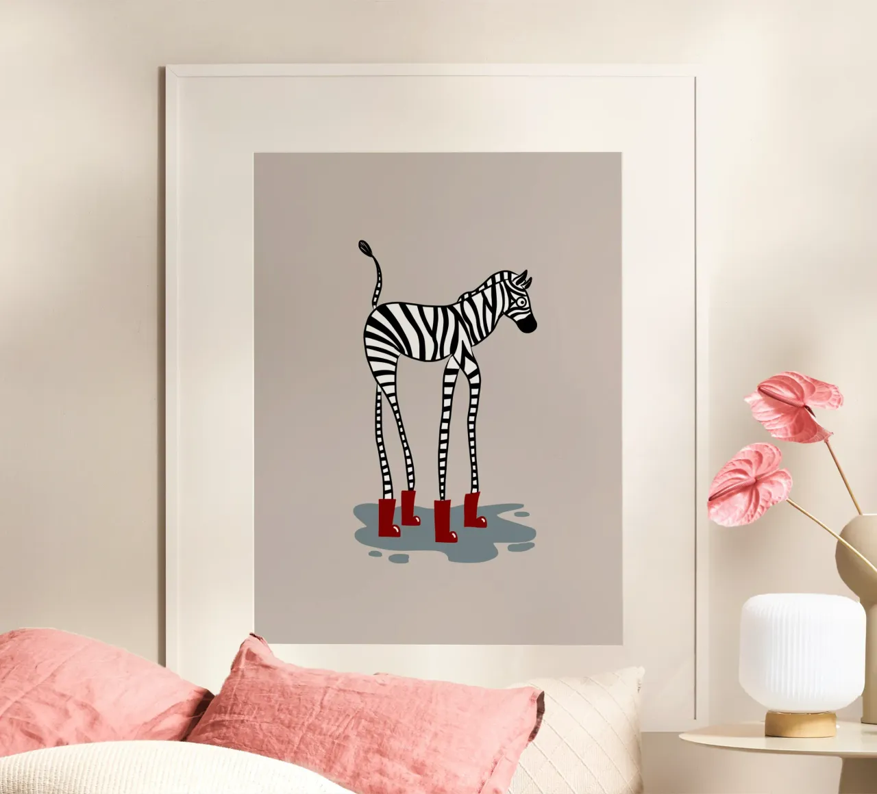 Rain boot zebra poster by Little Dean