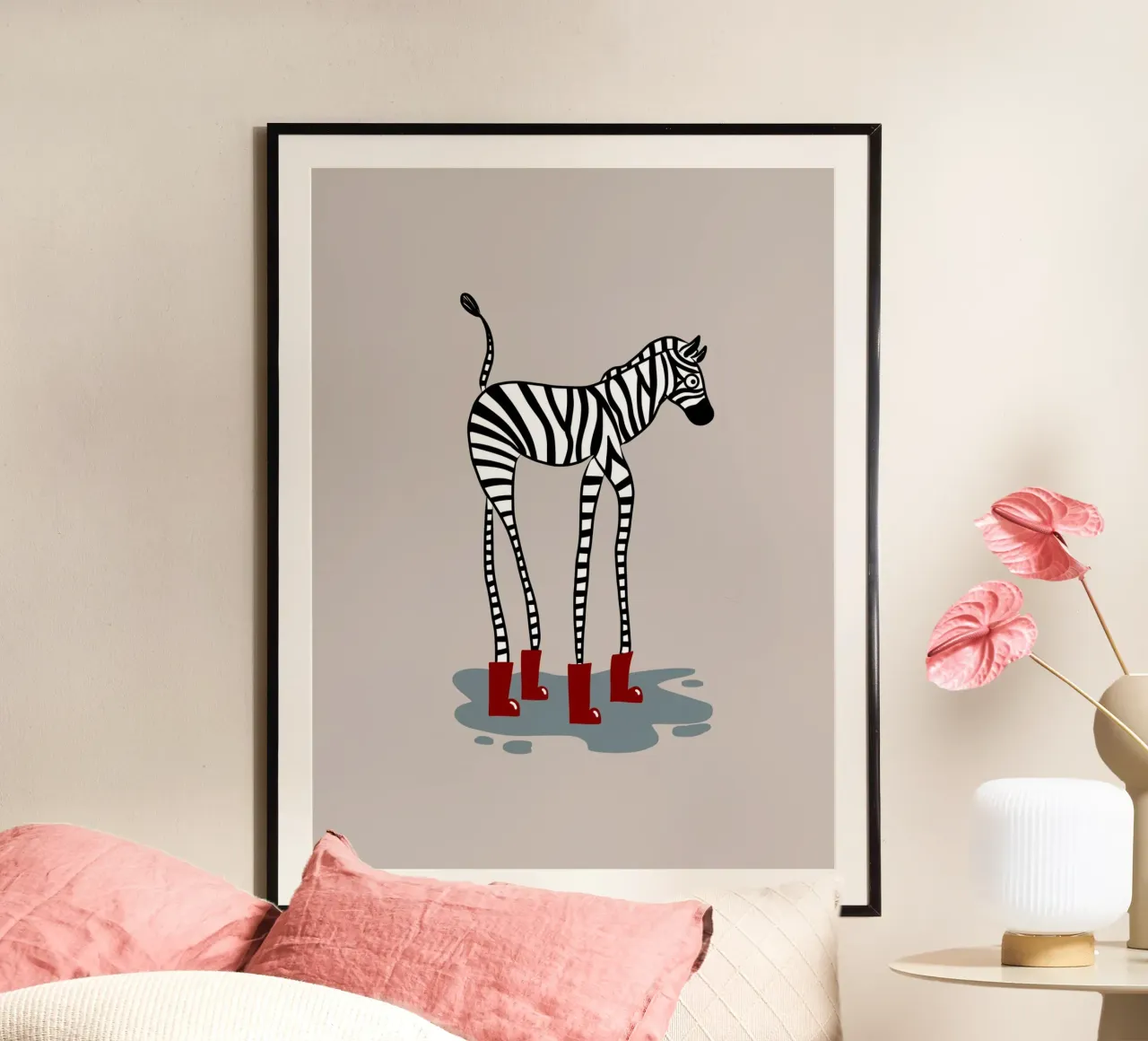 Rain boot zebra poster by Little Dean