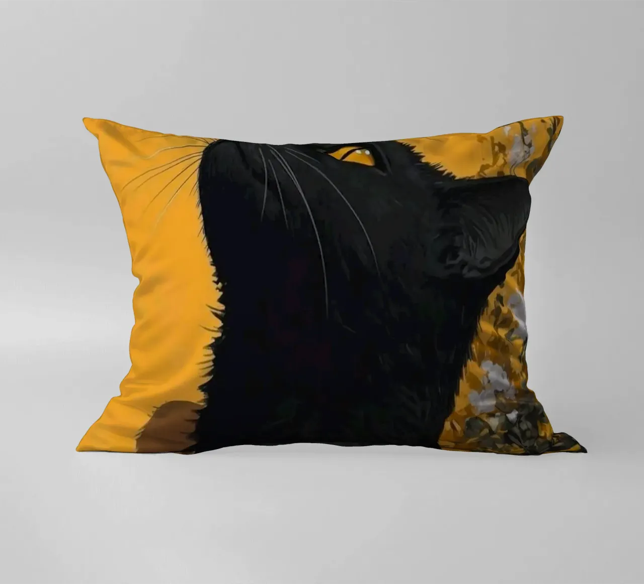 cat in yellow background cuscino da carsa