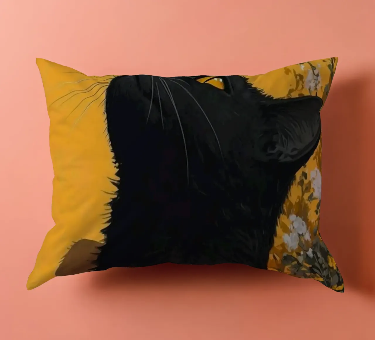 cat in yellow background cuscino da carsa