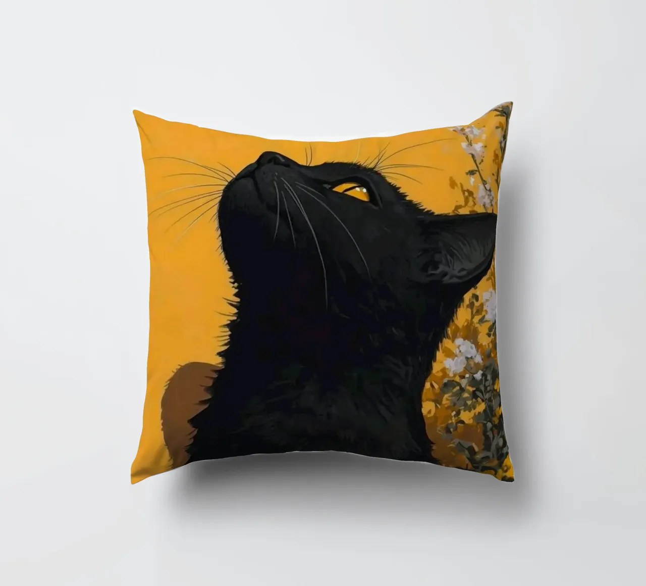 cat in yellow background cuscino da carsa