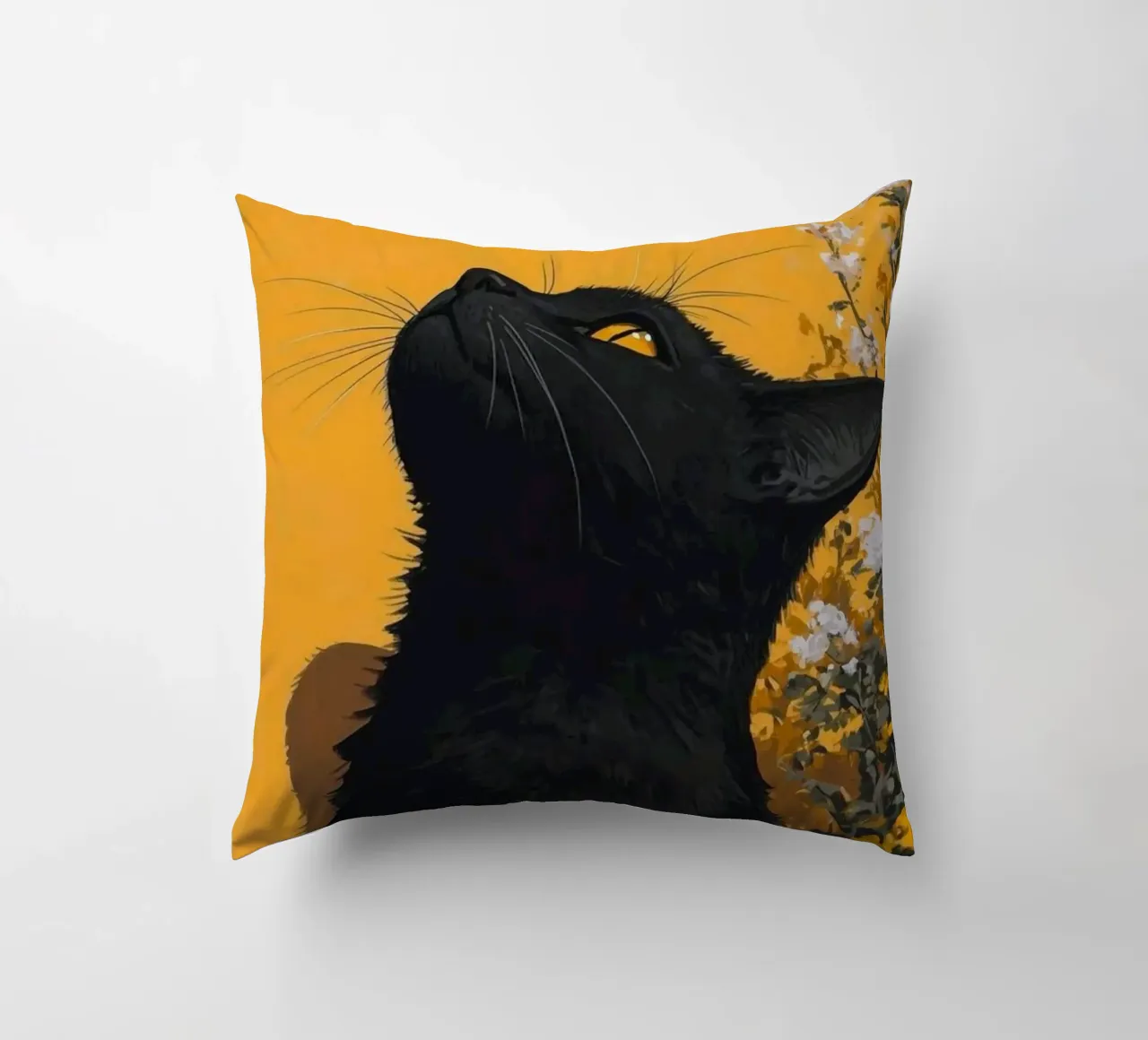 cat in yellow background cuscino da carsa