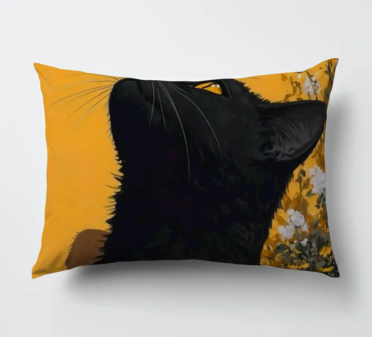 cat in yellow background cuscino da carsa