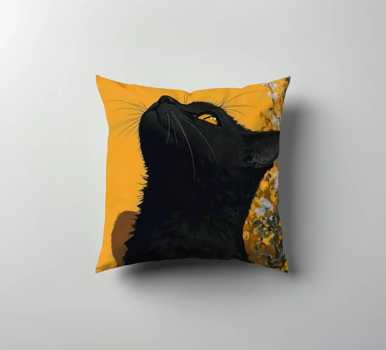 cat in yellow background cuscino da carsa