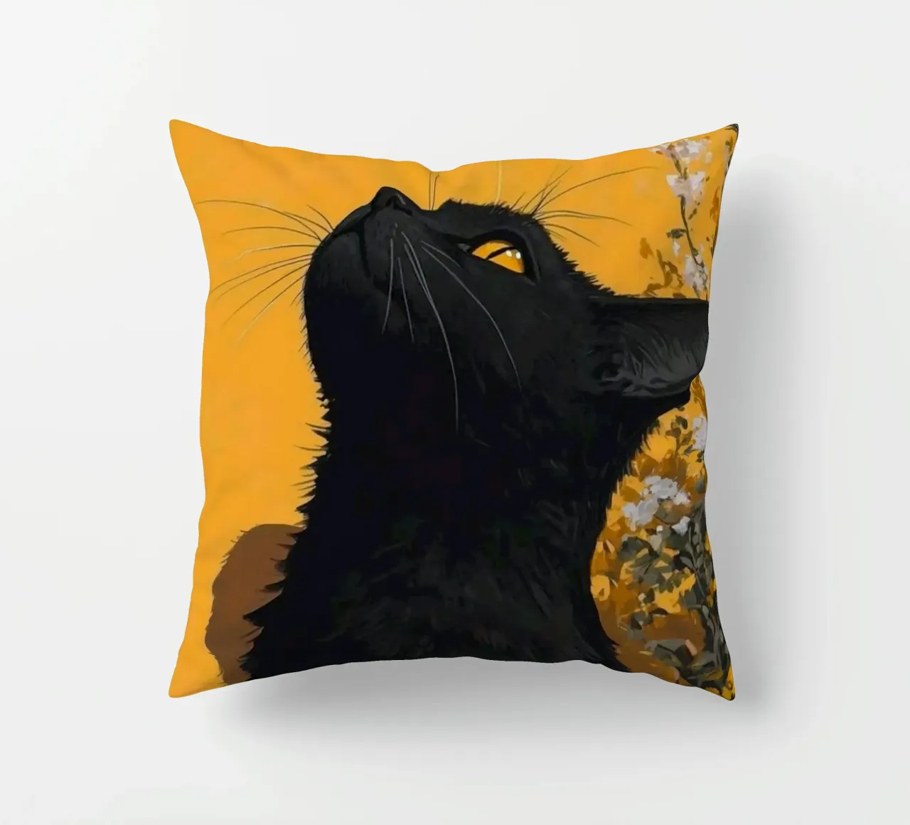 cat in yellow background cuscino da carsa