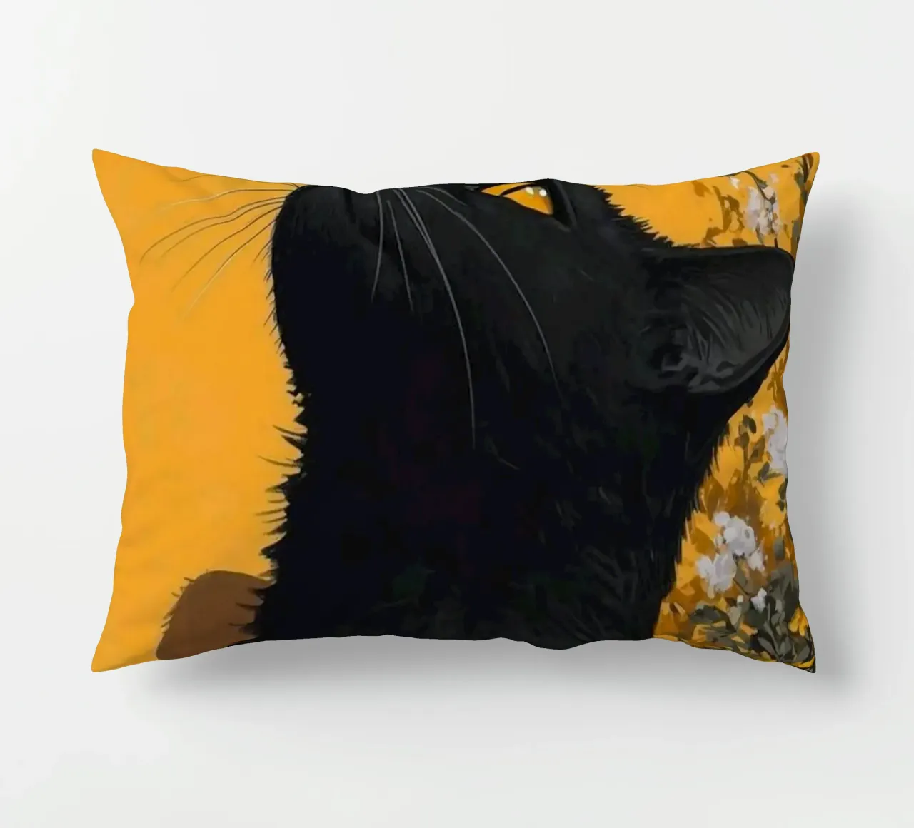 cat in yellow background cuscino da carsa