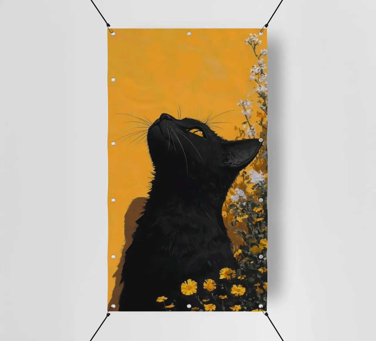 cat in yellow background telo in pvc da carsa