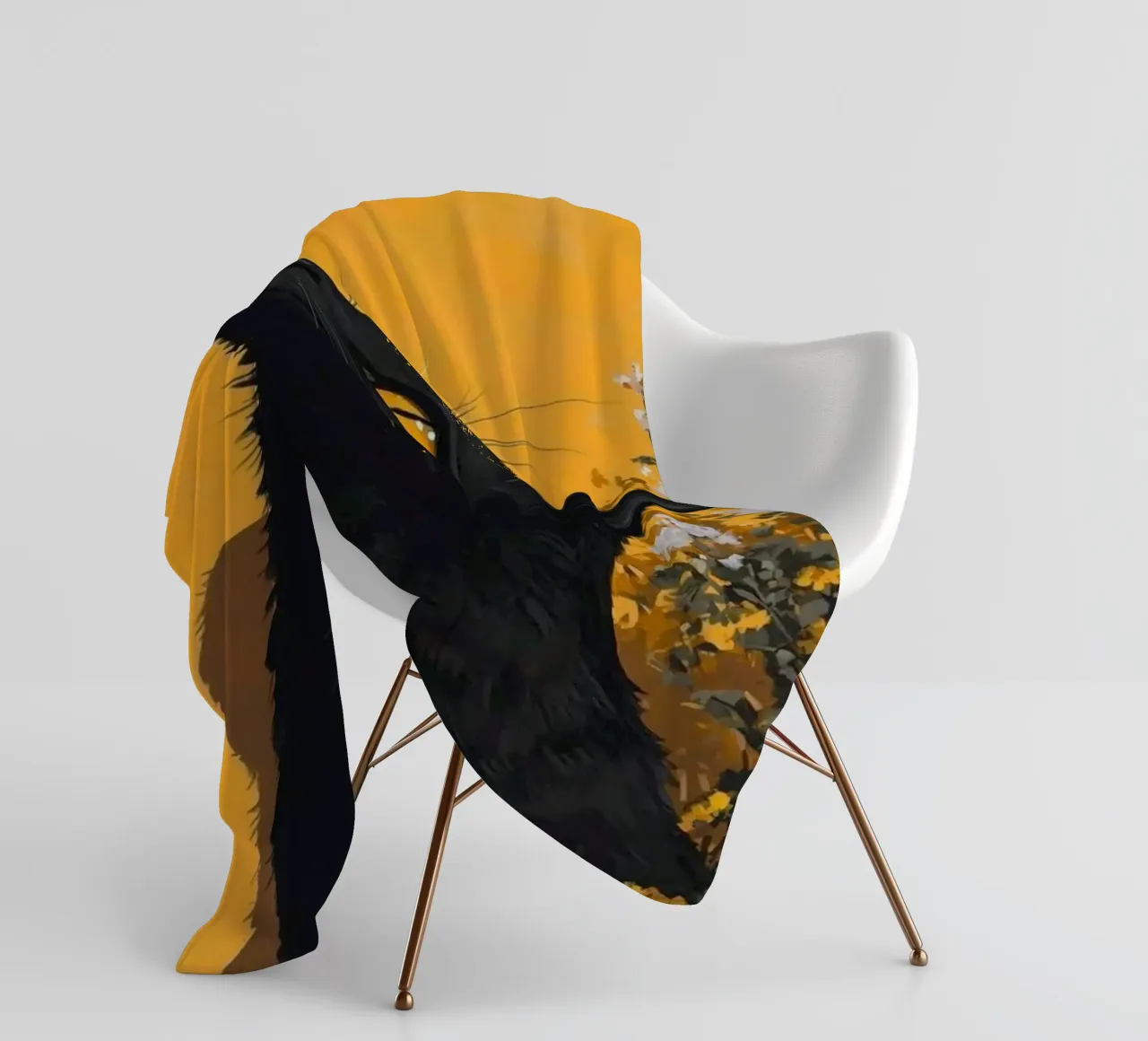 cat in yellow background coperta in pile da carsa