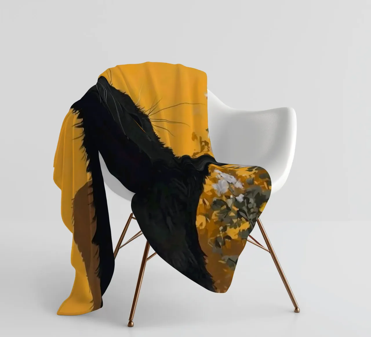 cat in yellow background coperta in pile da carsa