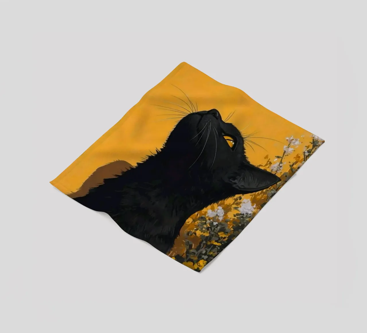 cat in yellow background coperta in pile da carsa