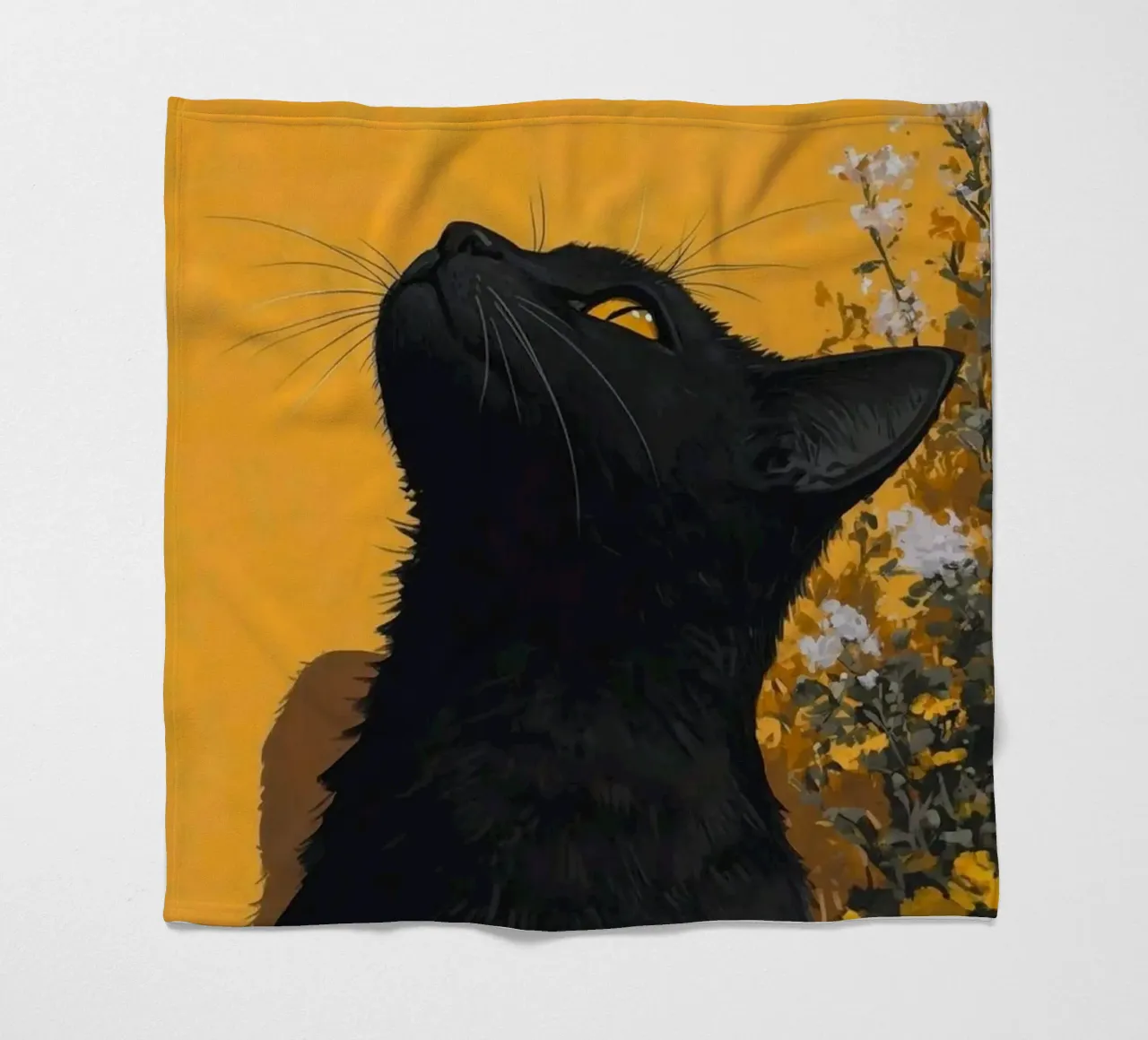 cat in yellow background coperta in pile da carsa