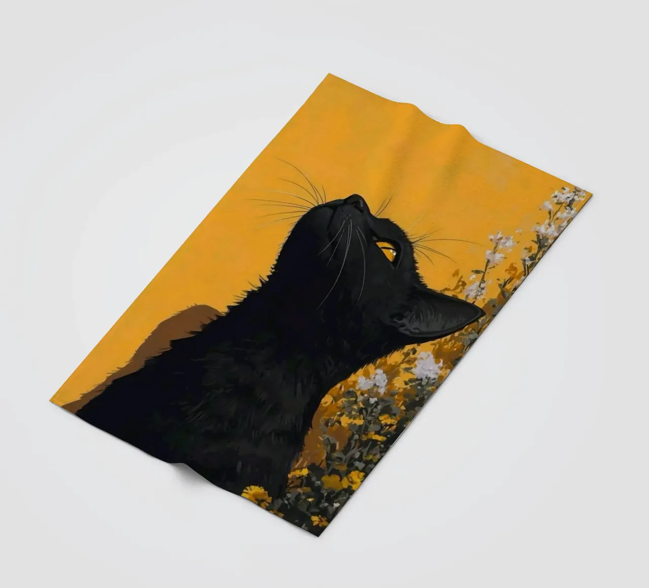 cat in yellow background coperta in pile da carsa