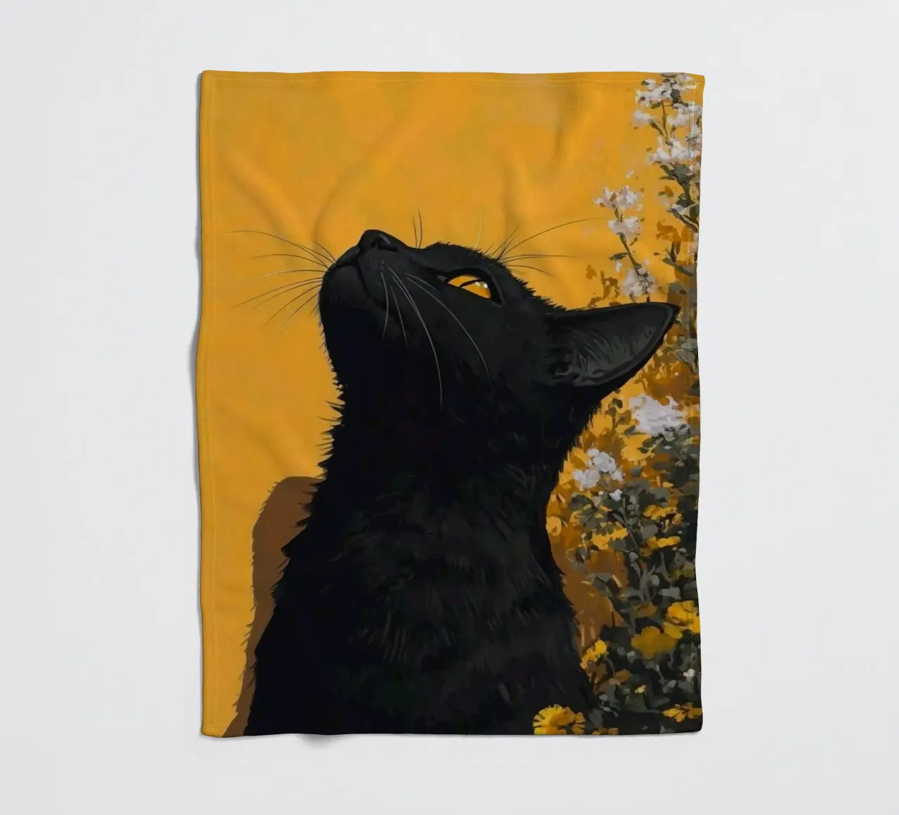 cat in yellow background coperta in pile da carsa