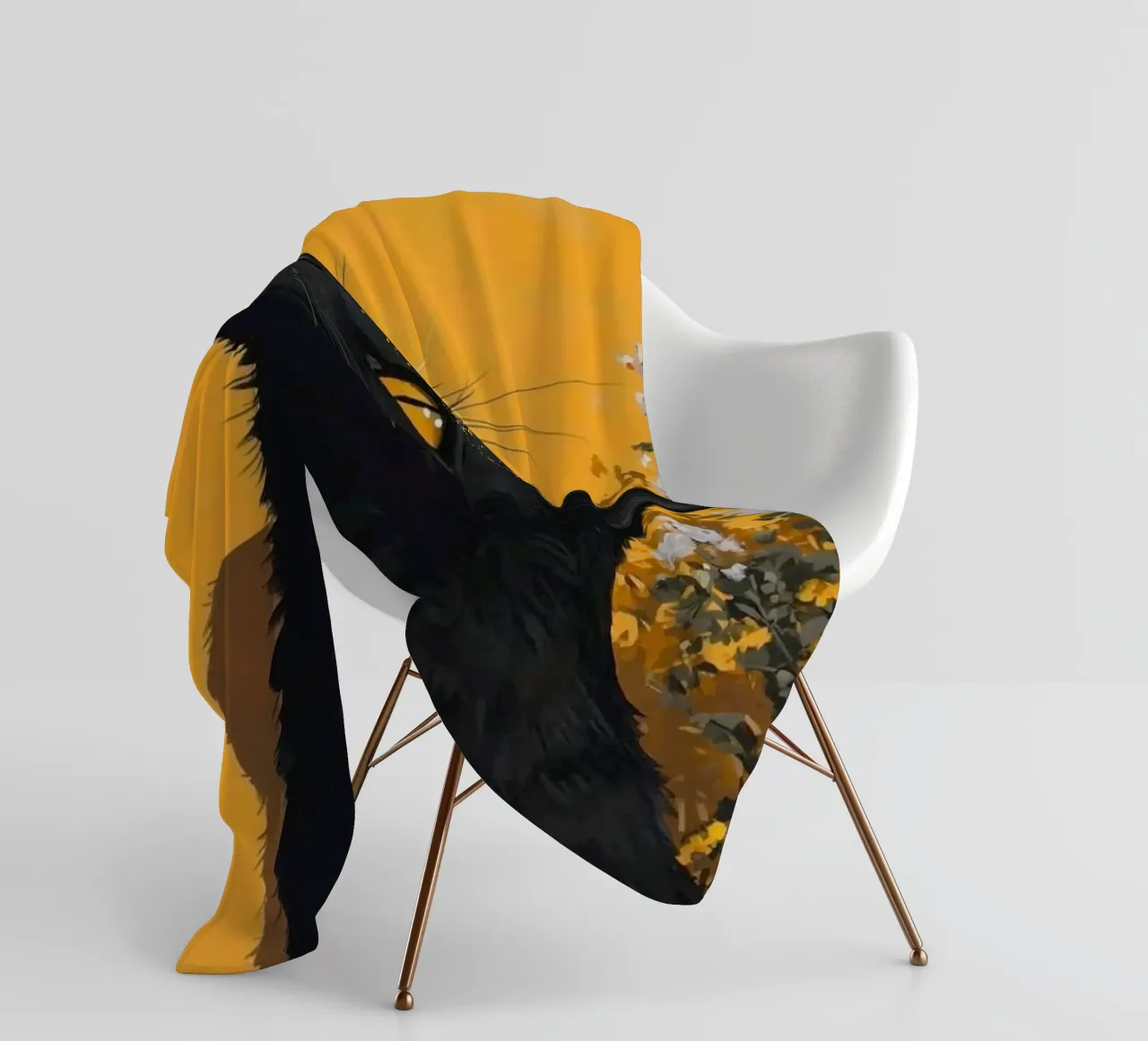 cat in yellow background coperta in pile da carsa