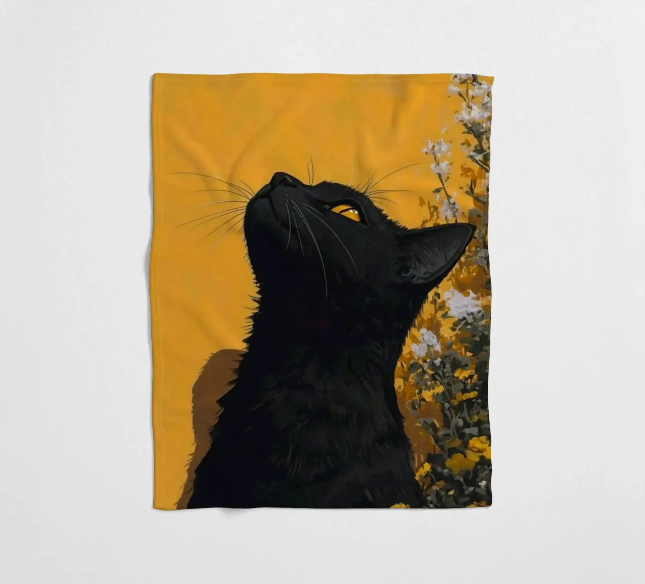 cat in yellow background coperta in pile da carsa