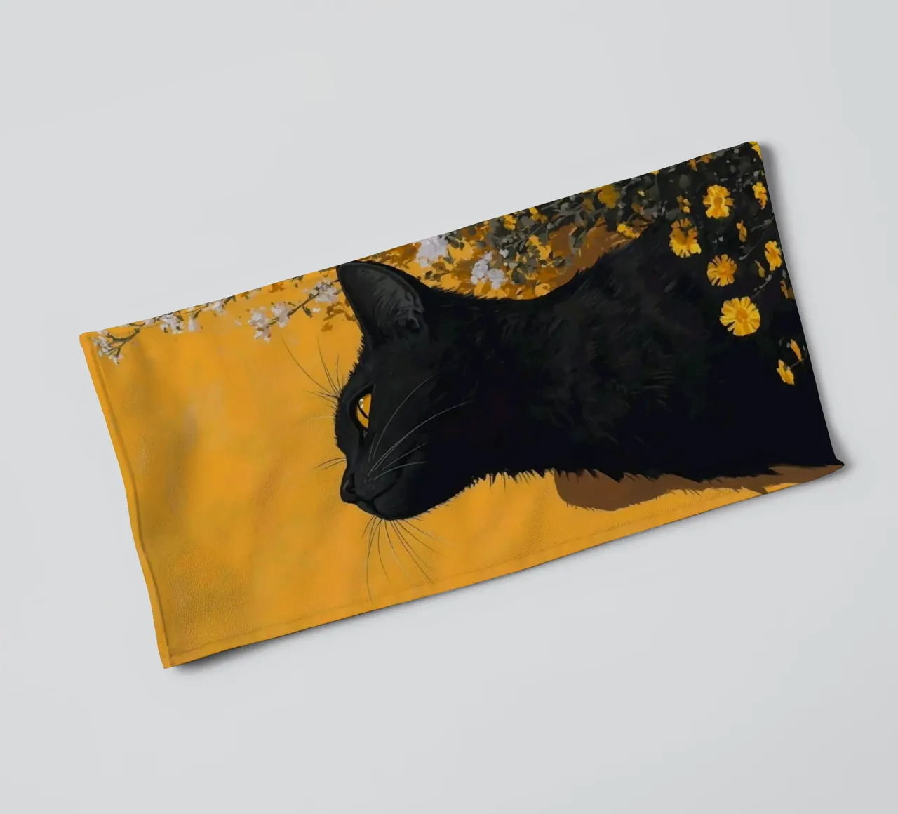 cat in yellow background asciugamano da bagno da carsa