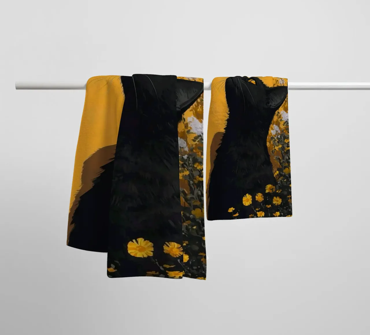 cat in yellow background asciugamano da bagno da carsa